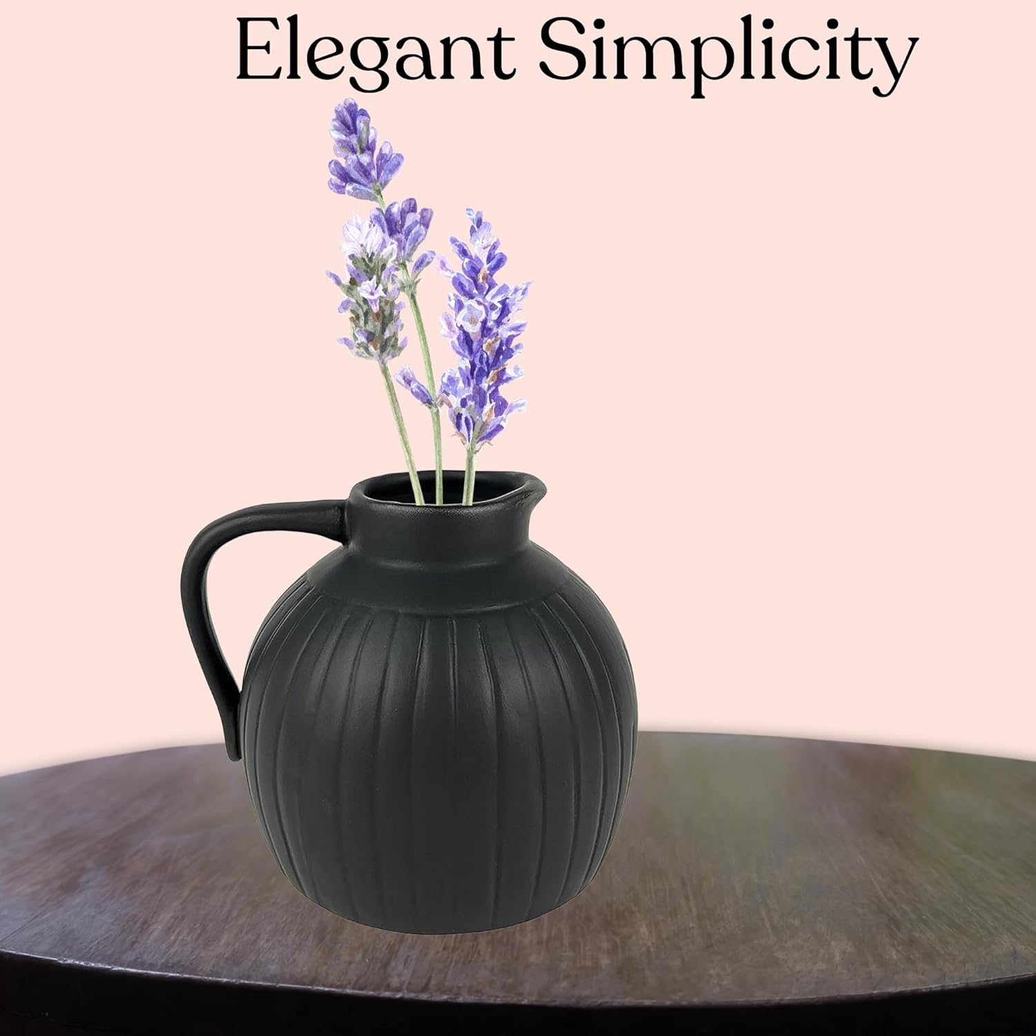 Needzo Black Ceramic Pitcher Vase Set
