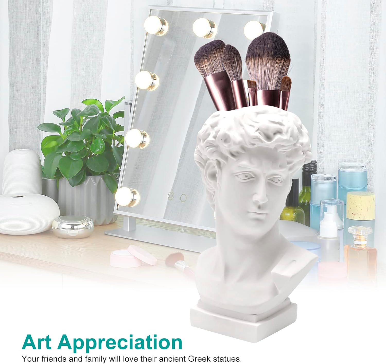 Greek David Statue Head Vase Retro Decor Brush Holder