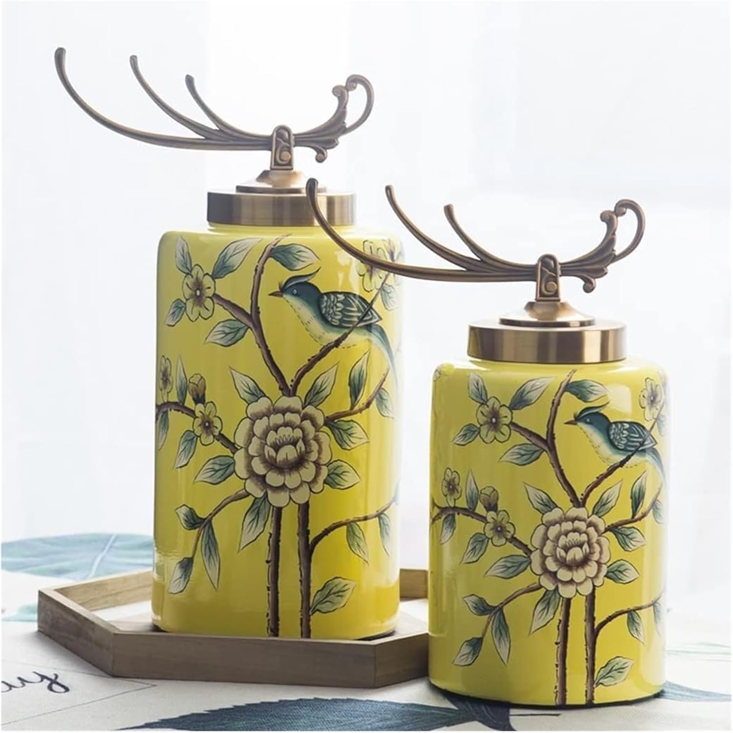 Decorative Ceramic Ginger Jar Vase with Copper Lid