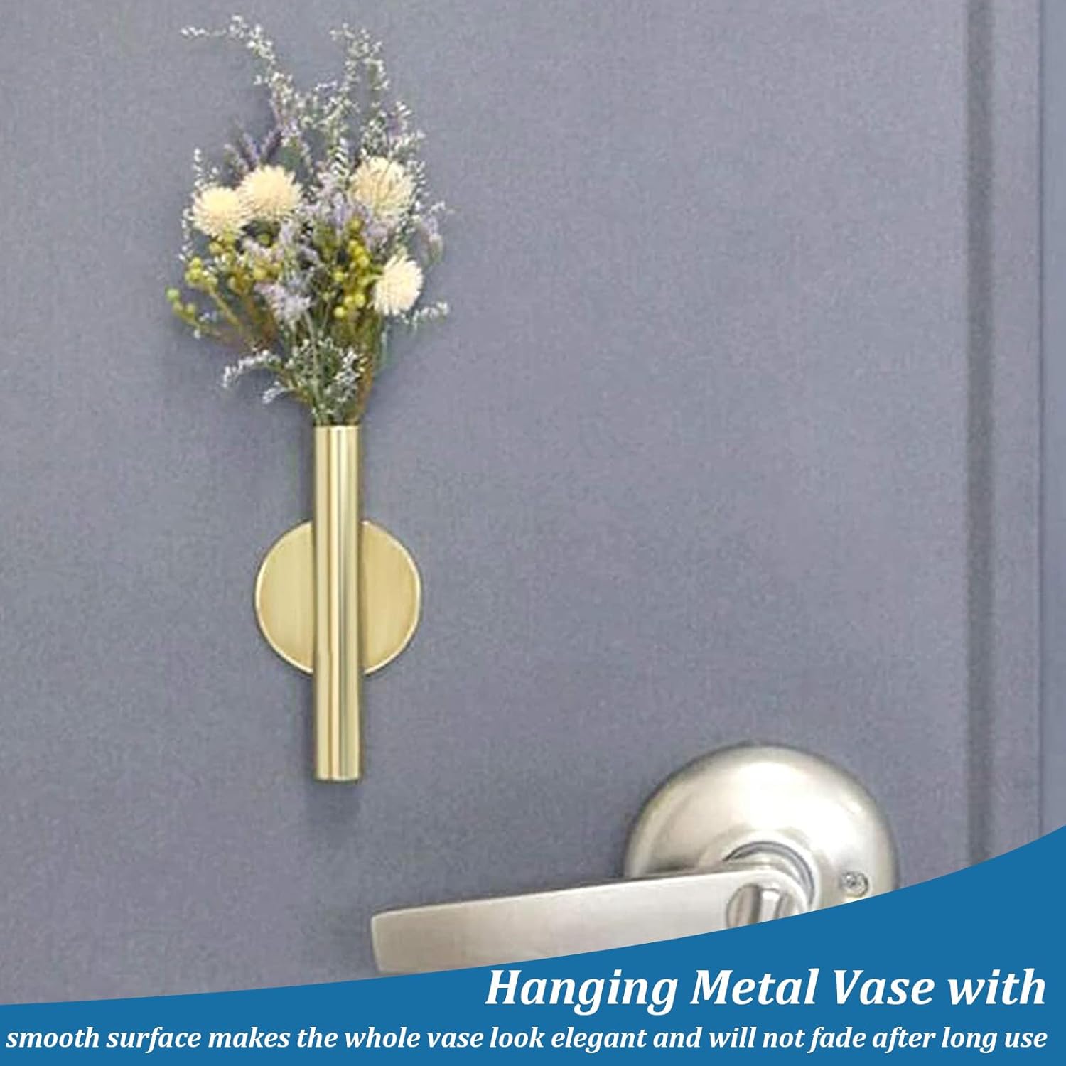 2PCS Wall Mount Vase Tube with Golden Circle Metal Holder
