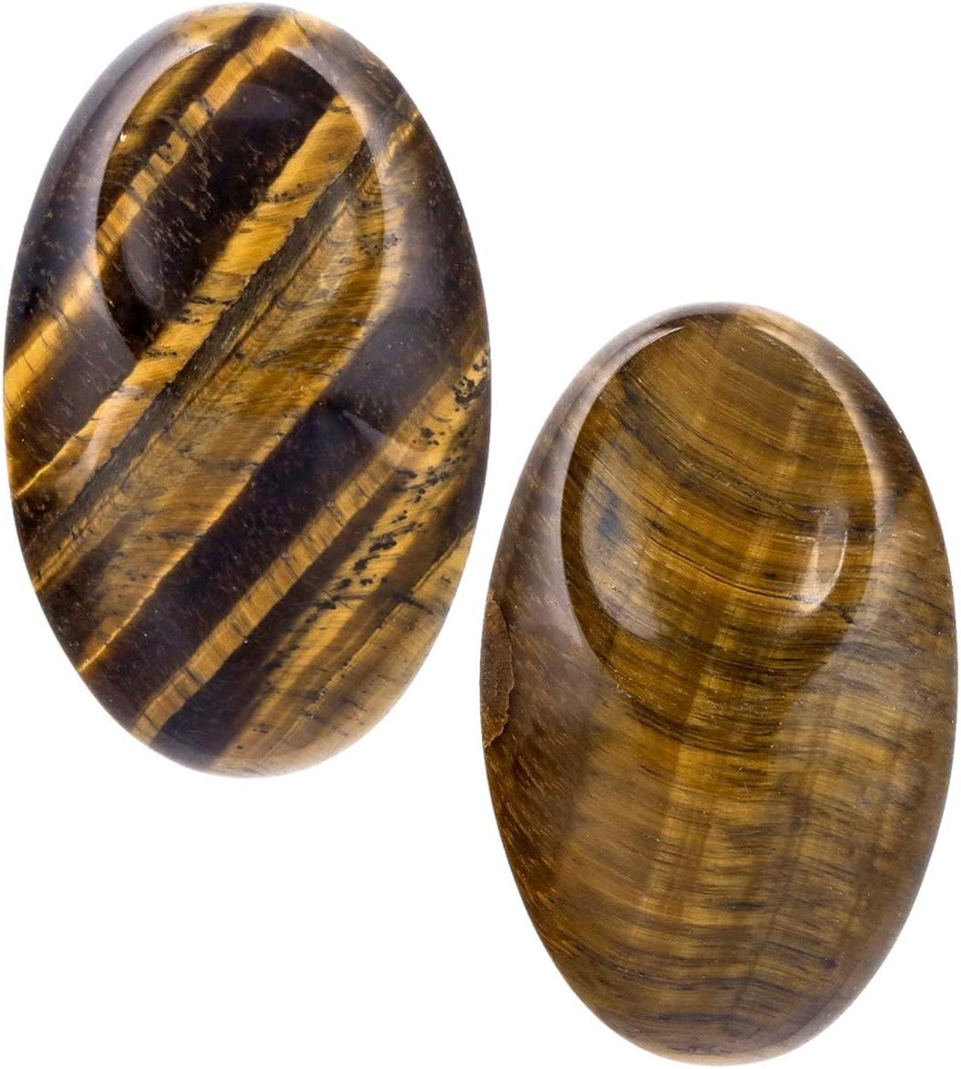 Rockcloud Pack of 2 Tigers Eye Crystal Worry Stones