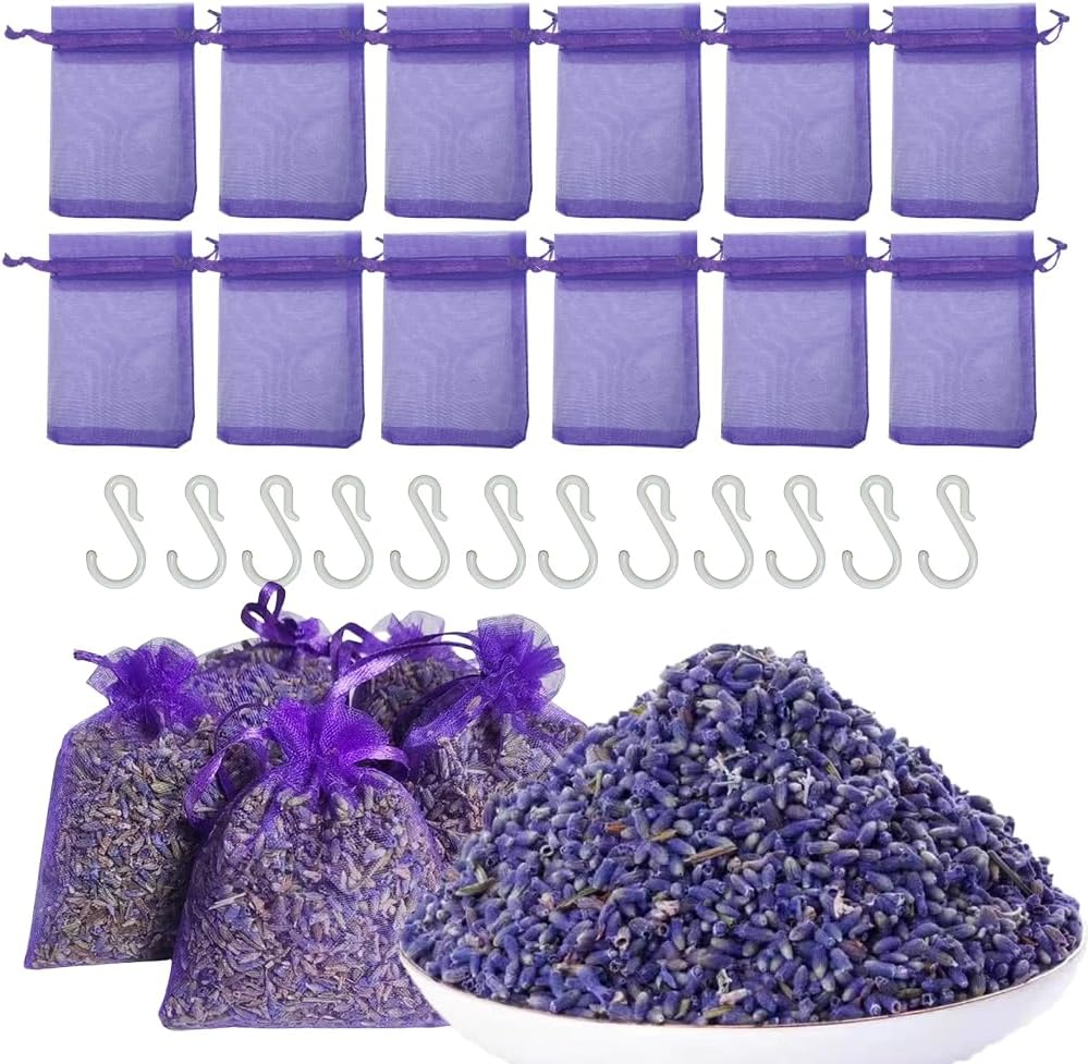 Dried French Lavender Sachets for Home Closets Pack of 12