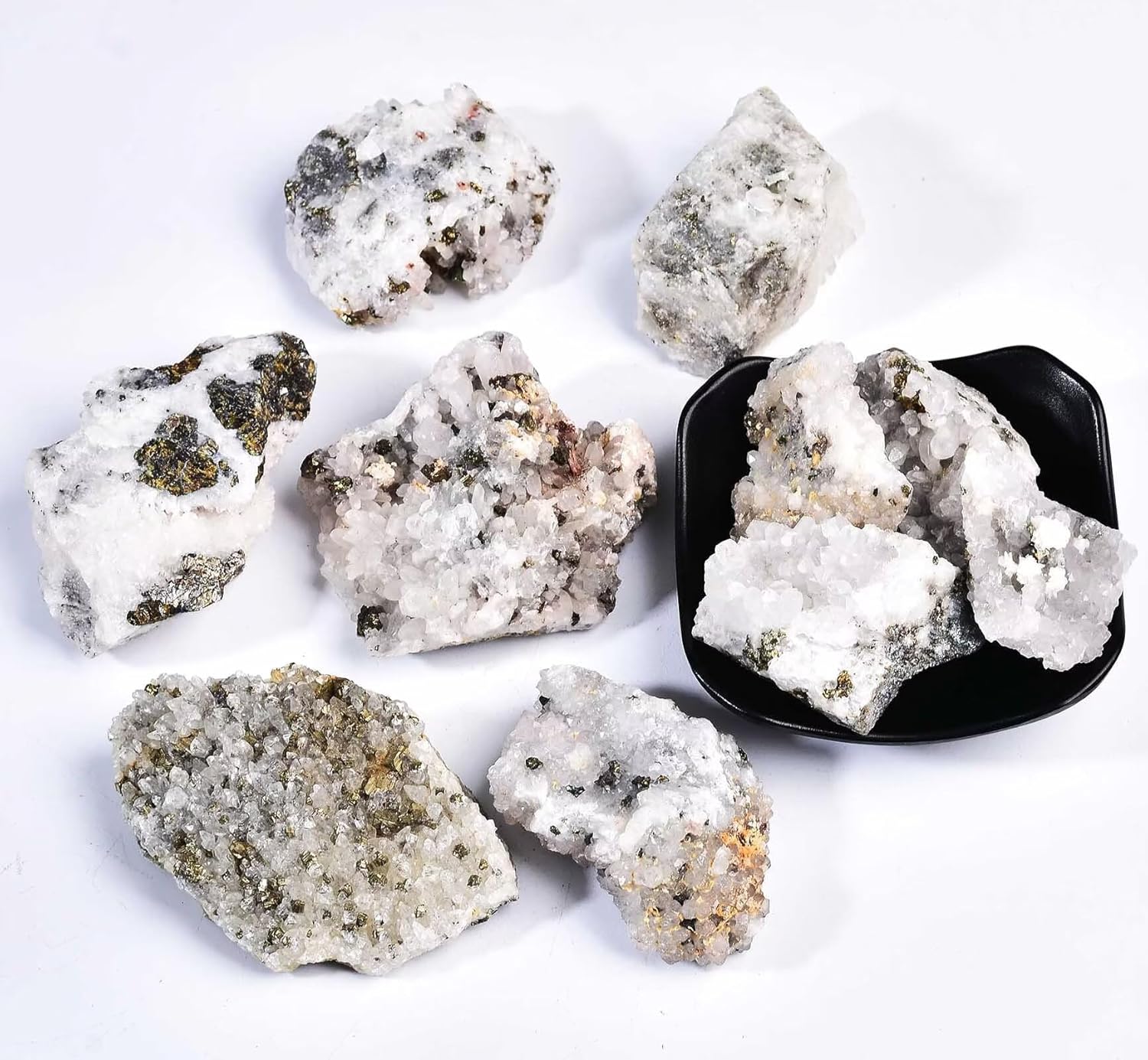 VIZYTOU Natural Chalcopyrite and White Crystal Stone Set 10 LBS