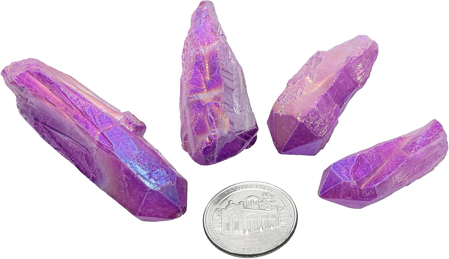 Tumbeelluwa 1LB Titanium Coated Raw Crystal Points Bulk