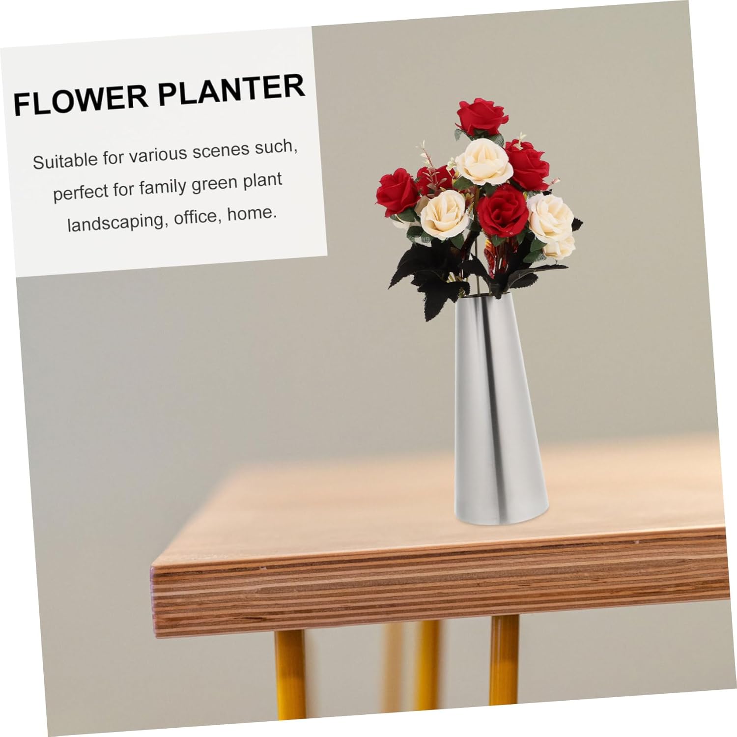 Toyvian Stainless Steel Dried Flower Vase for Home Decor
