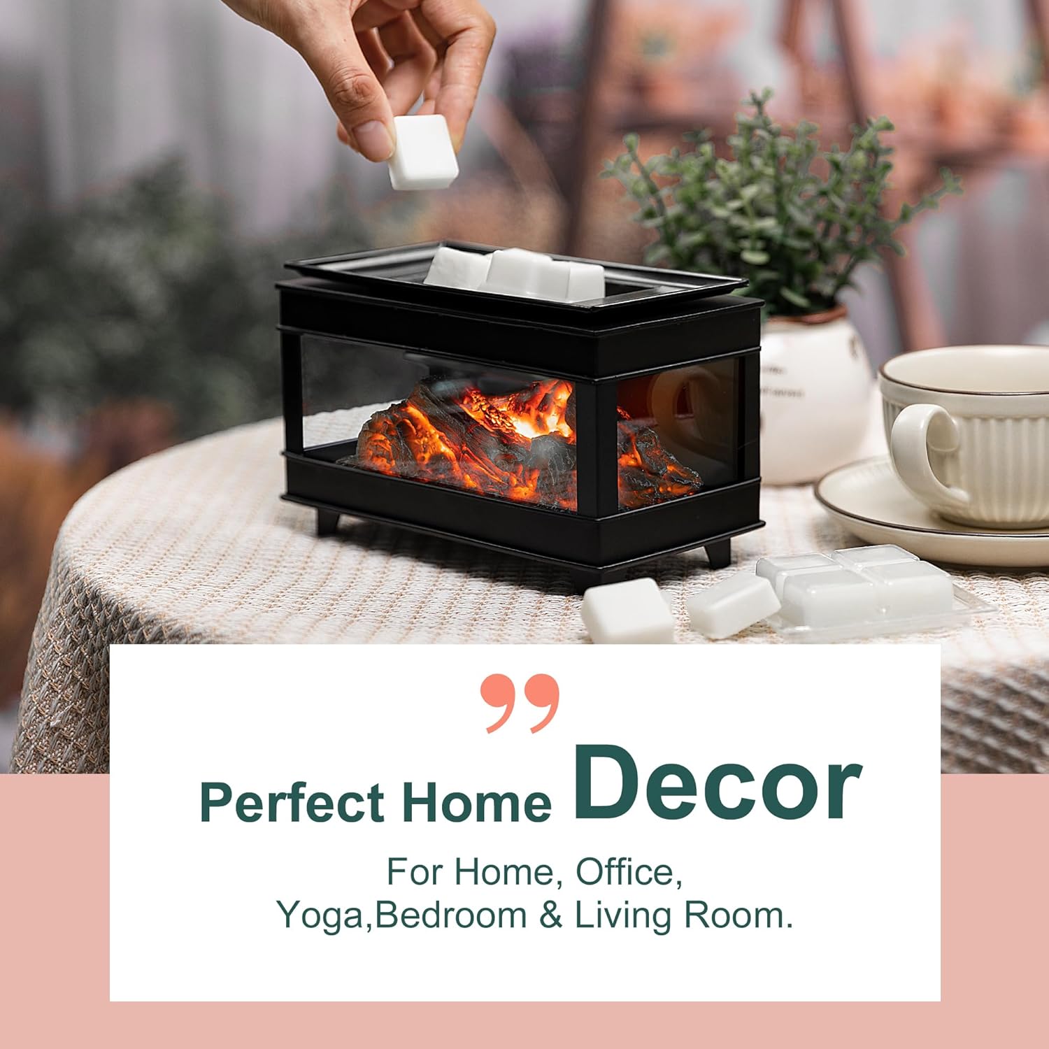 Freestanding Fireplace Wax Warmer with LED Lights
