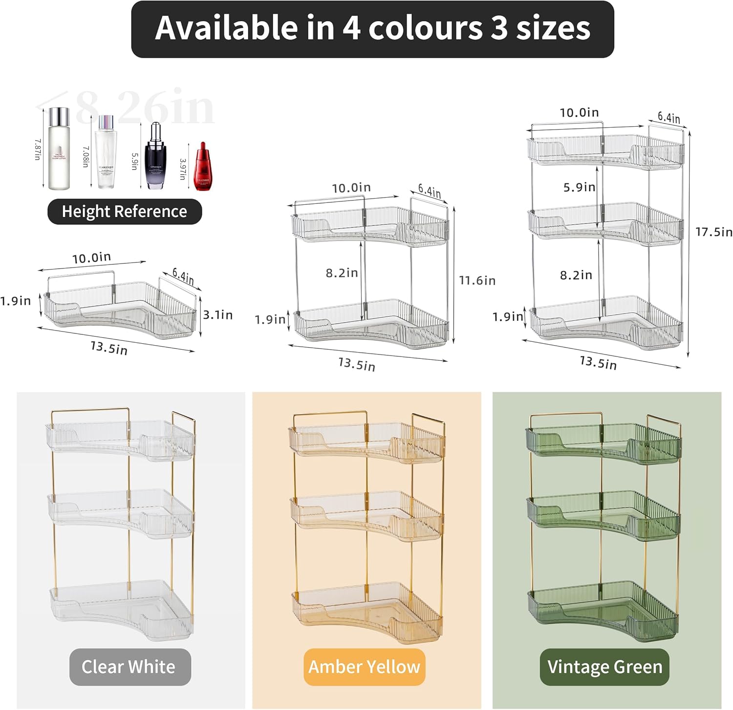 YCIADONE Smoky Gray Corner Shelf Organizer