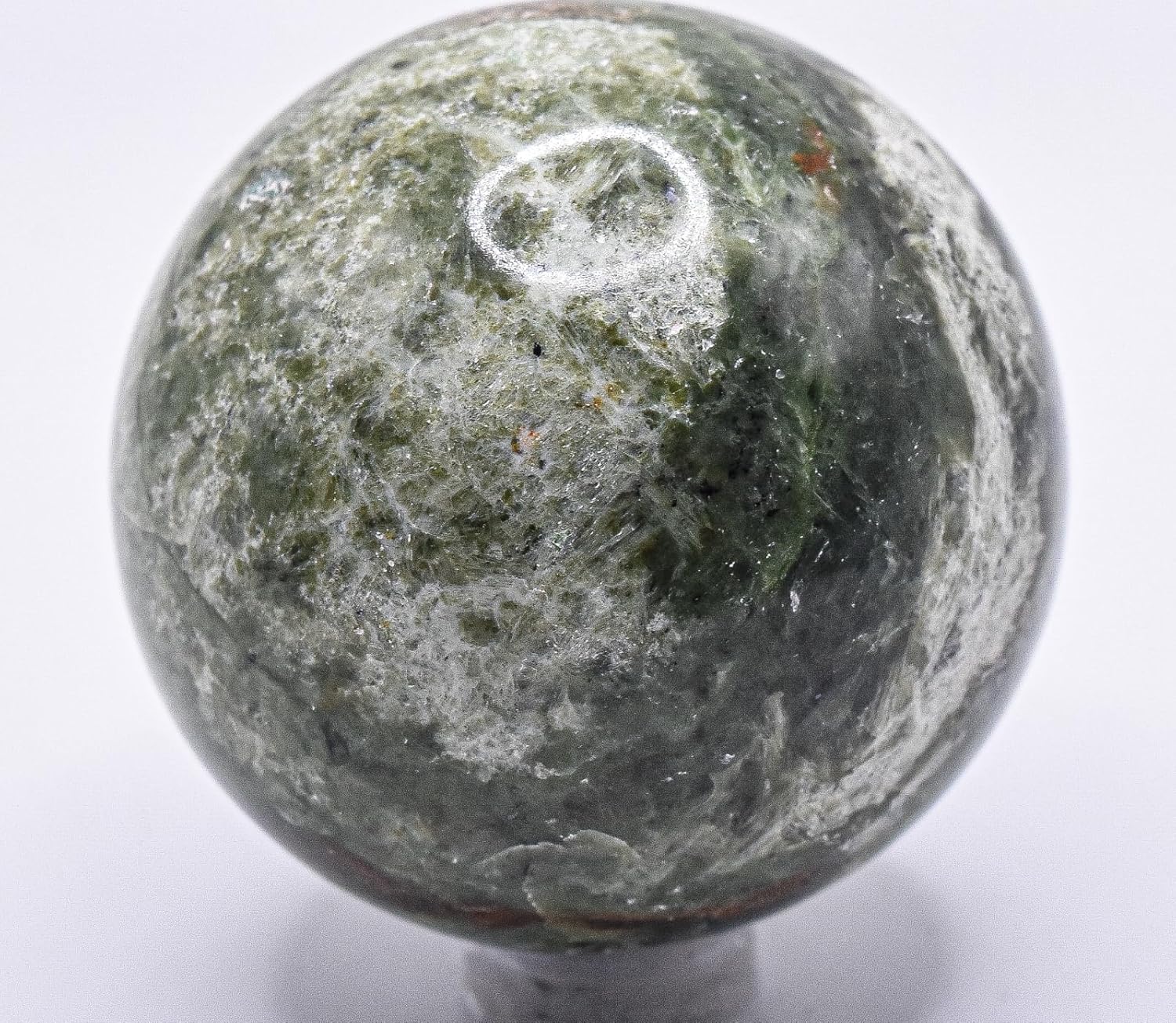 49mm Green Vesuvianite Carved Sphere with Stand from India