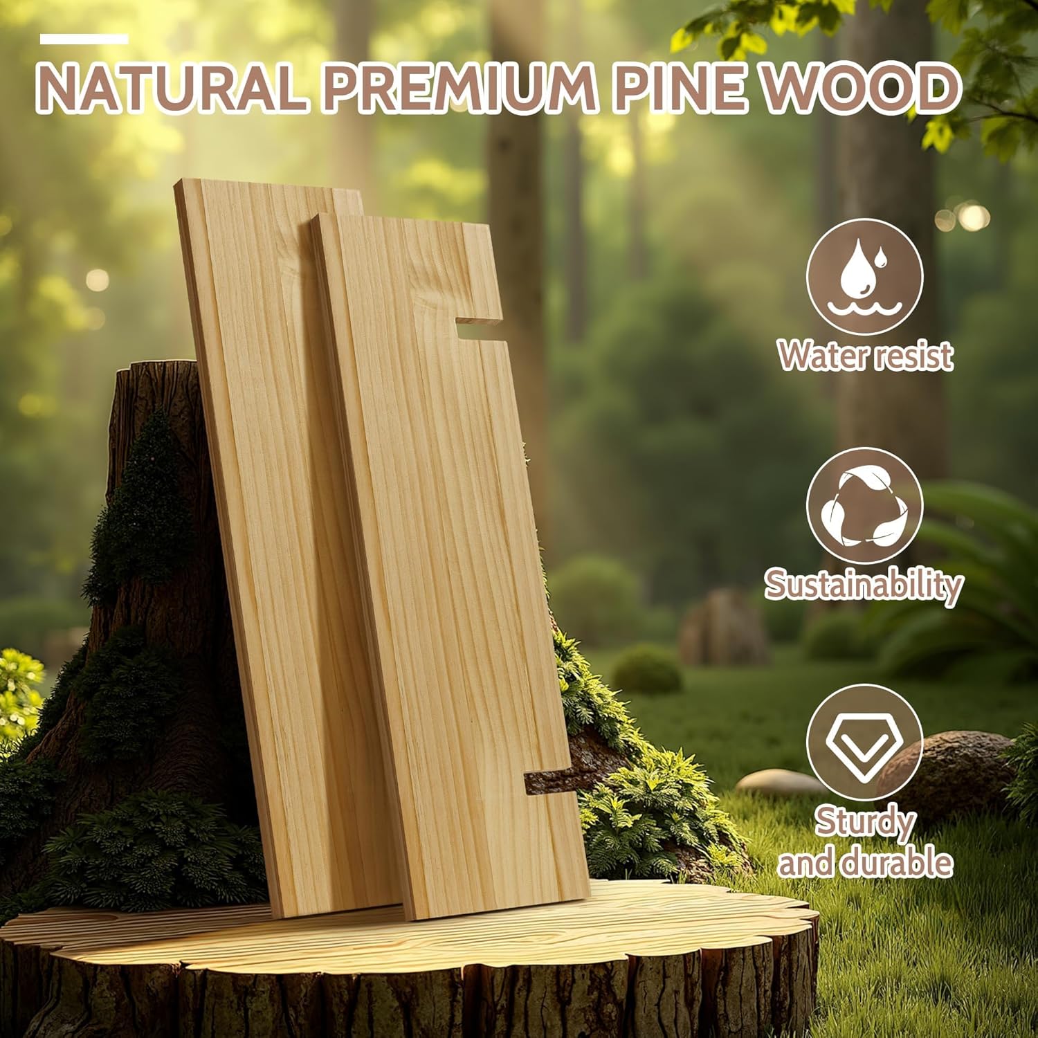 Mazjoaru 24 Inch Pine Wood Floating Shelf Unit