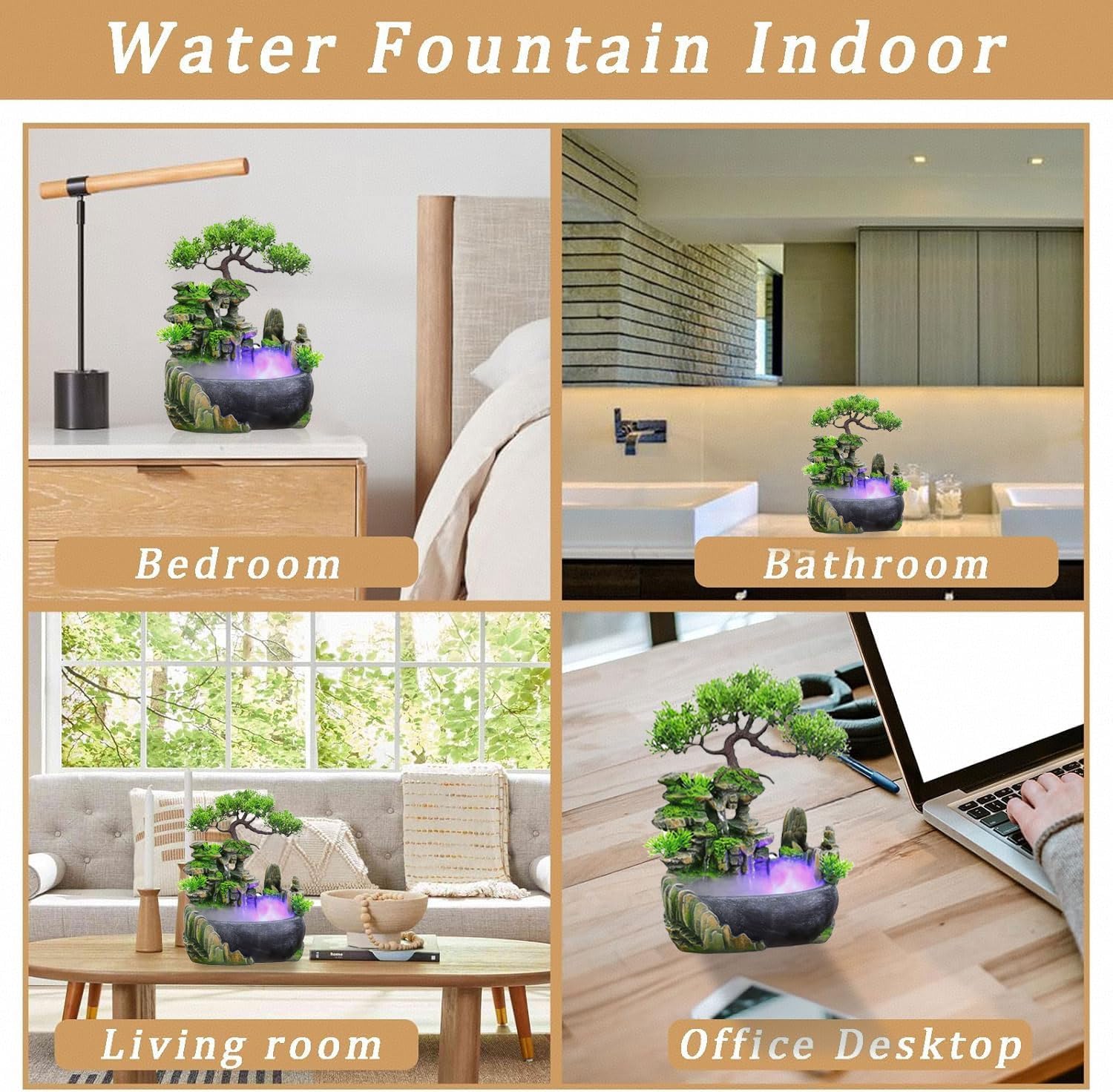 Rockery Stream Tabletop Fountain Indoor Waterfall Desk Fountain