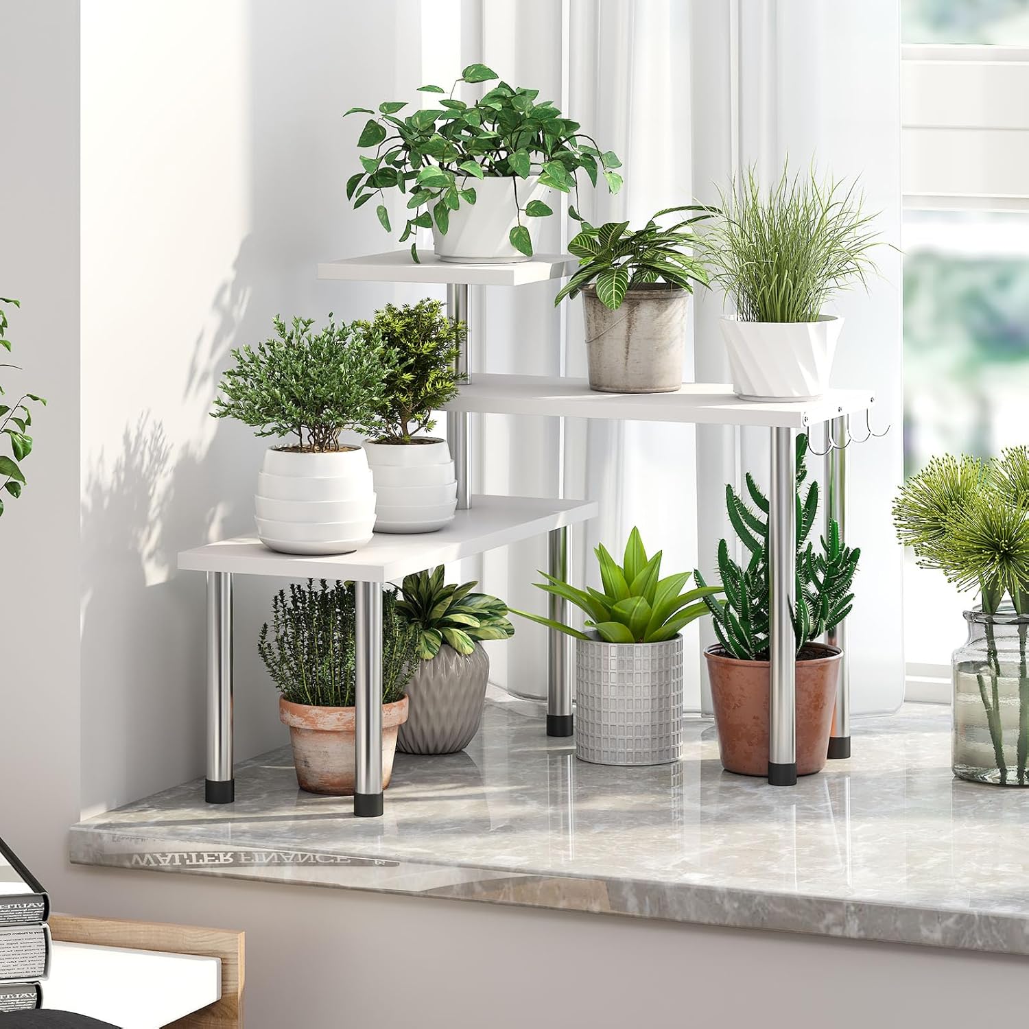 GHWIE 3 Tier Corner Shelf Organizer White