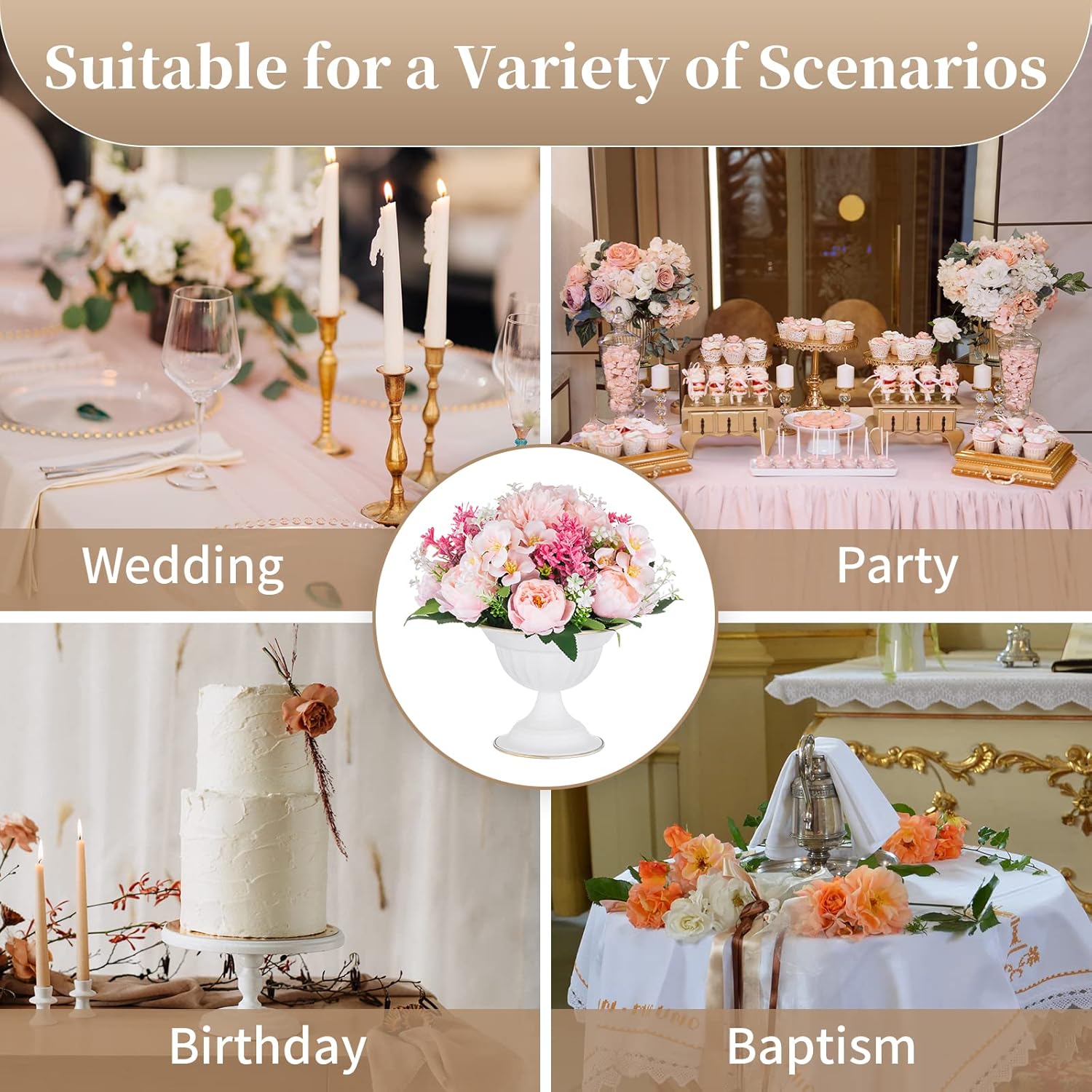 Sziqiqi Modern White Flower Vase for Wedding Centerpieces