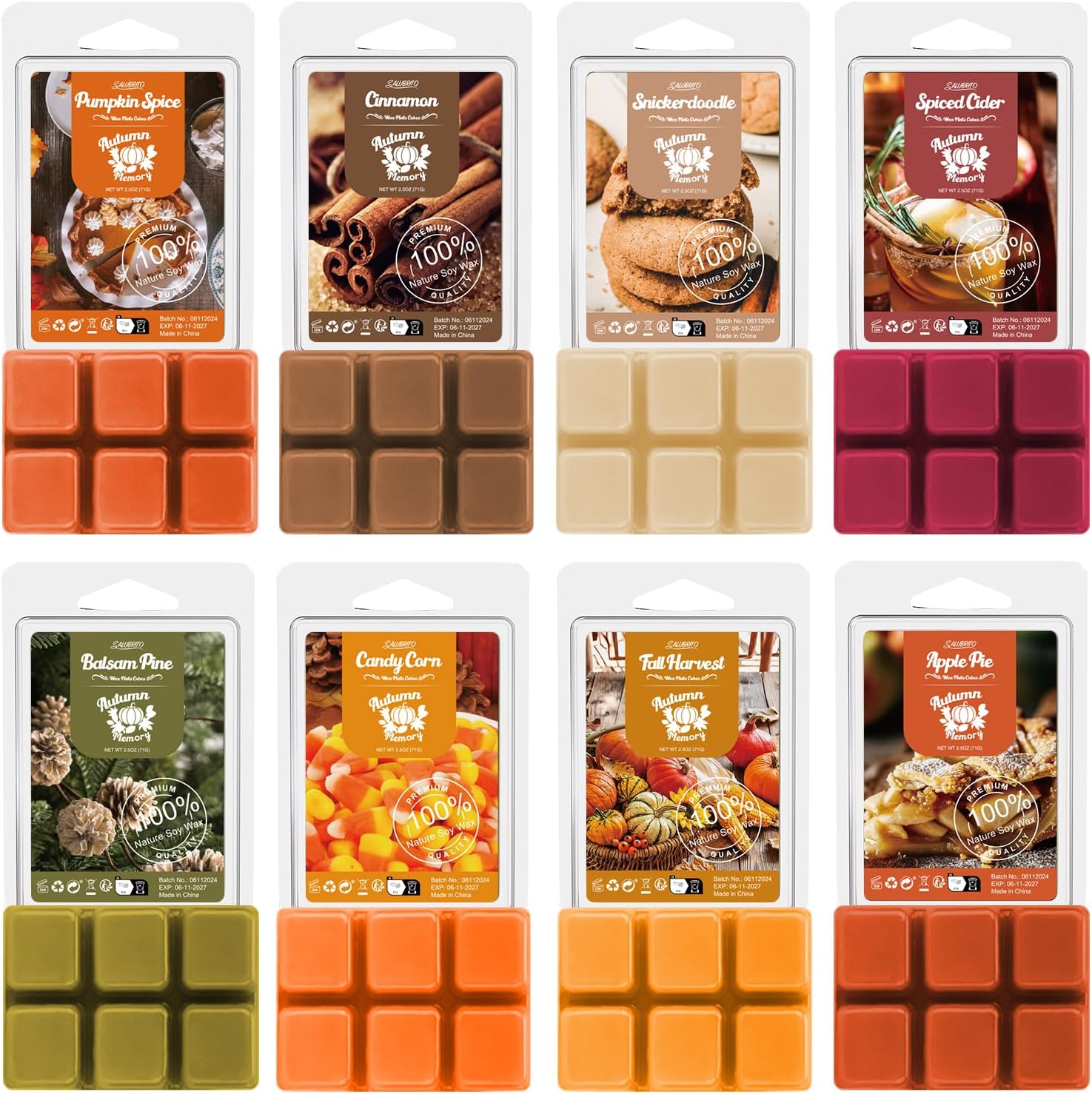 Salubrito Fall Scented Wax Melts Variety Set 8pcs