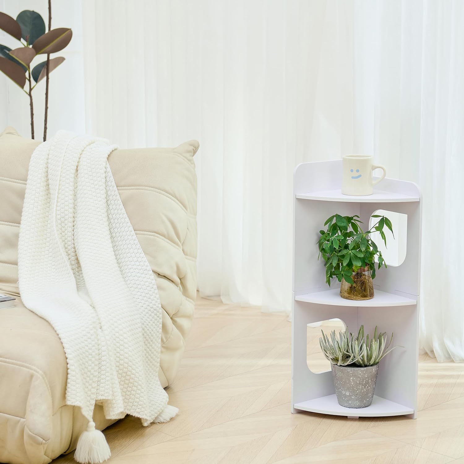 Small Corner Shelf with Waterproof Design and Multipurpose Use White