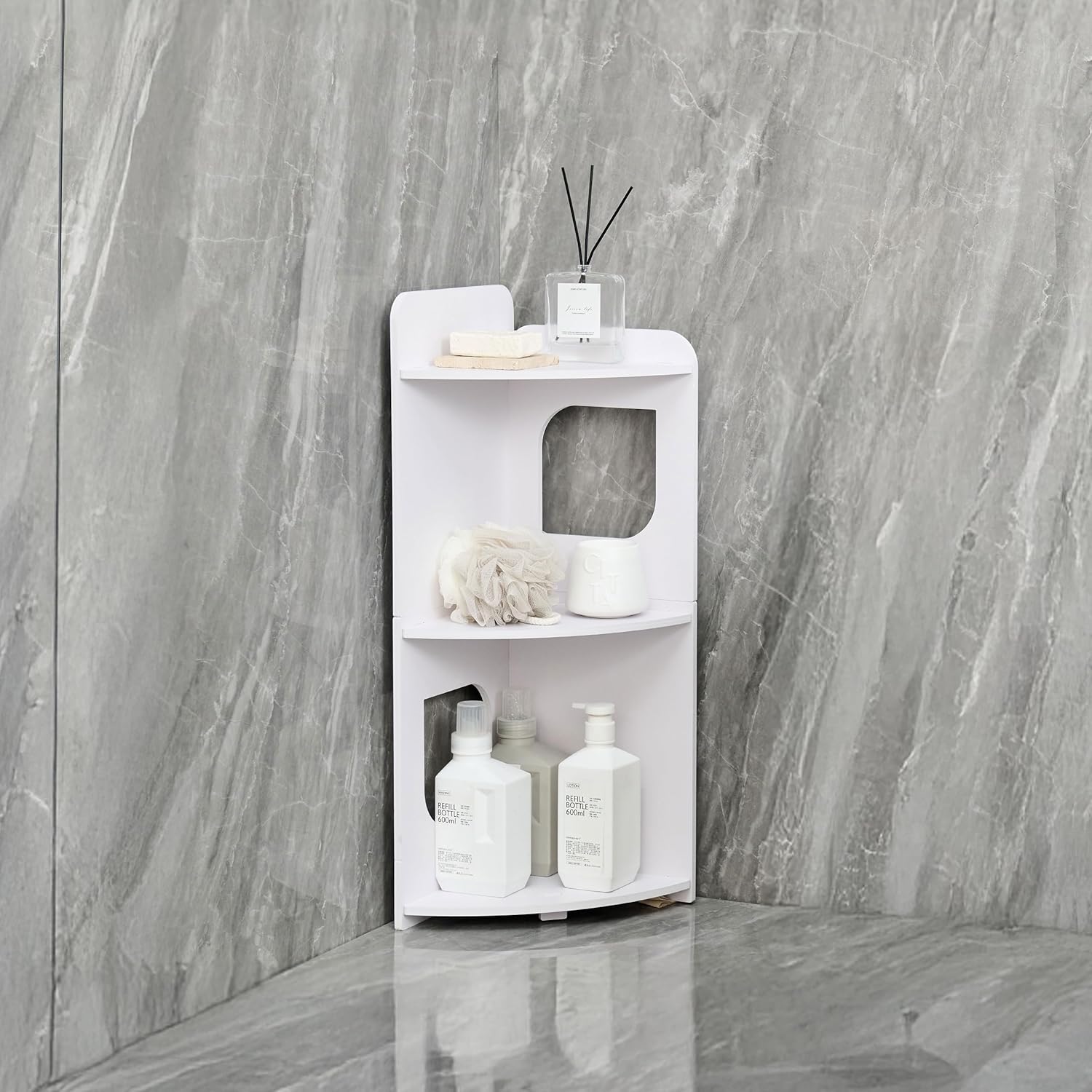 Small Corner Shelf with Waterproof Design and Multipurpose Use White