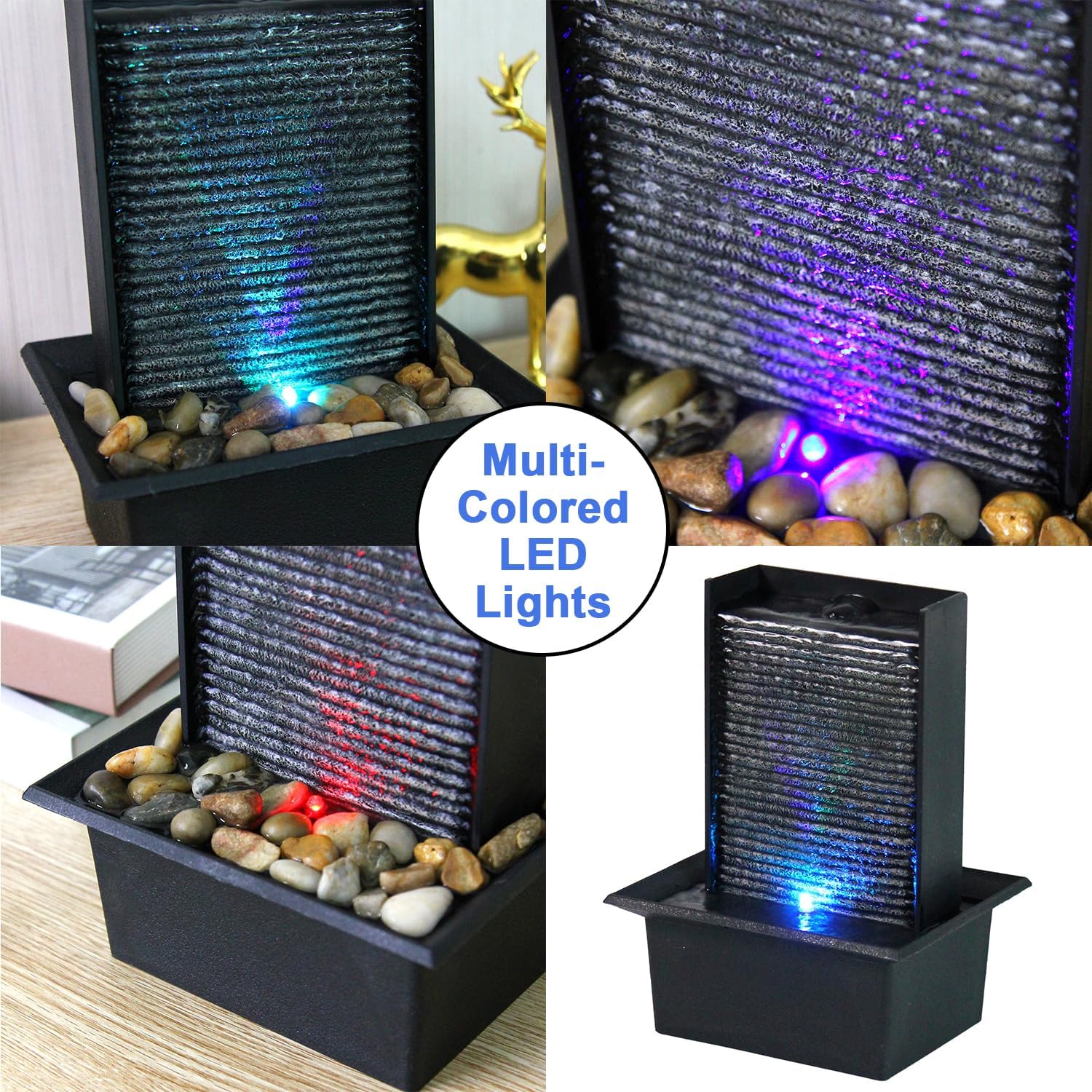 Small Indoor Tabletop Fountain with LED Lights