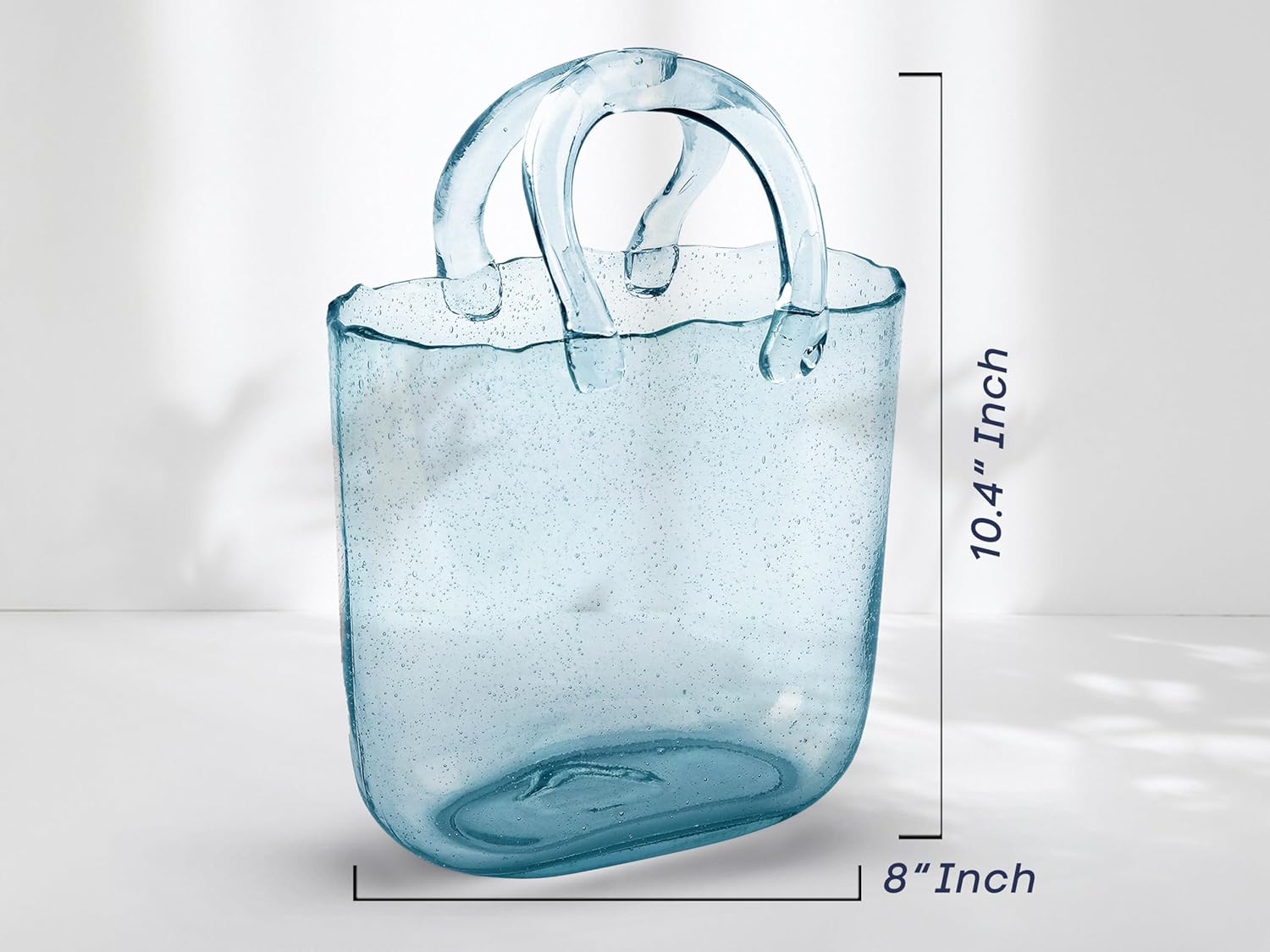 OLEEK Handmade Glass Purse Vase - 10 Inches Blue