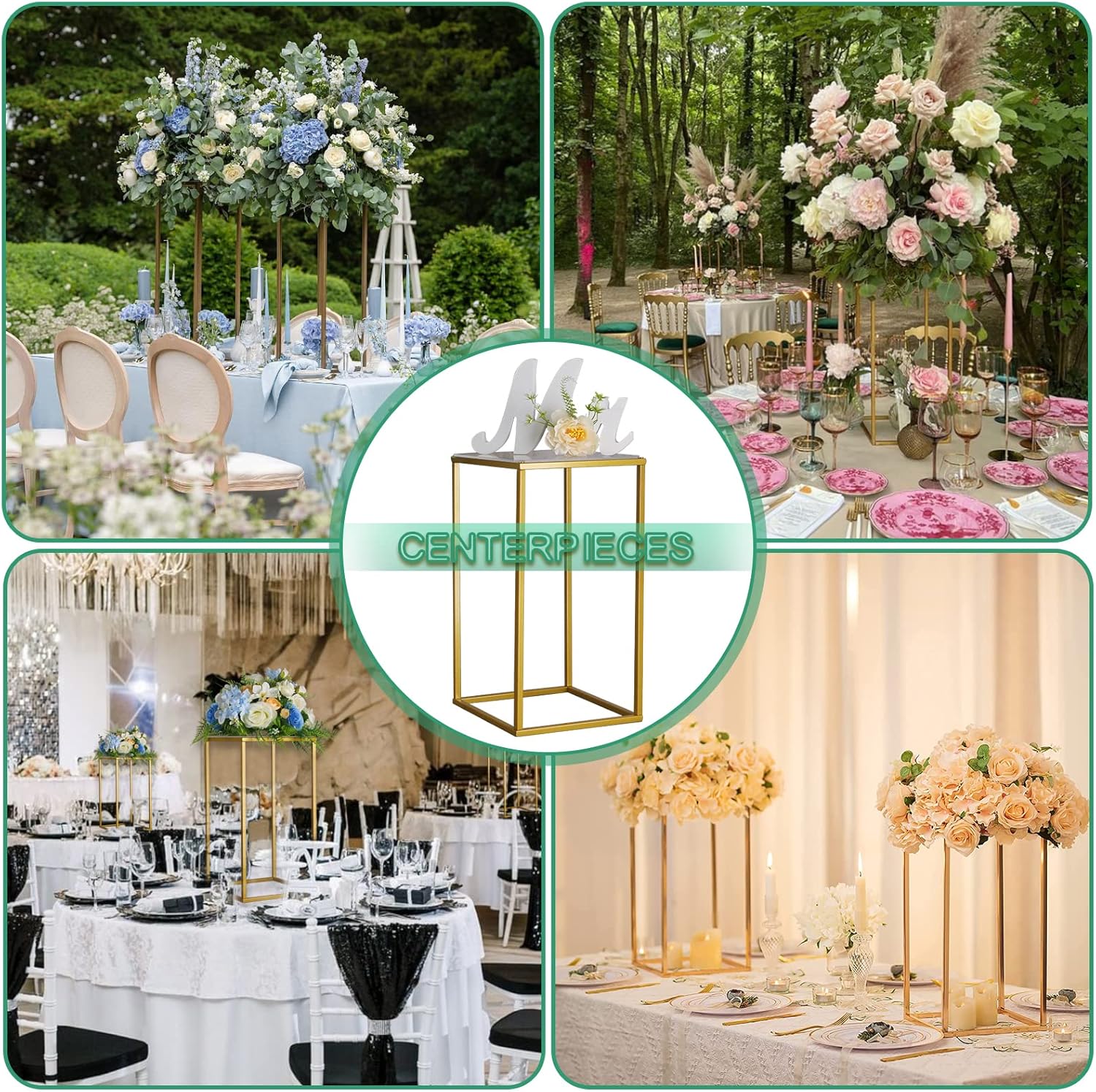 YALLOVE 2 Pack 1575 Inch Gold Wedding Flower Stand