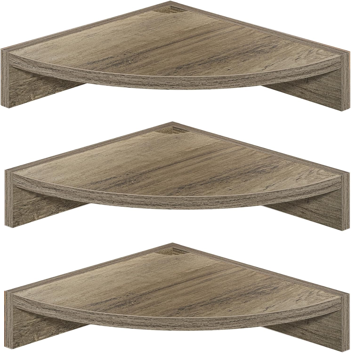 Fun Memories Corner Shelf Wall Mount 3 Pack Grey
