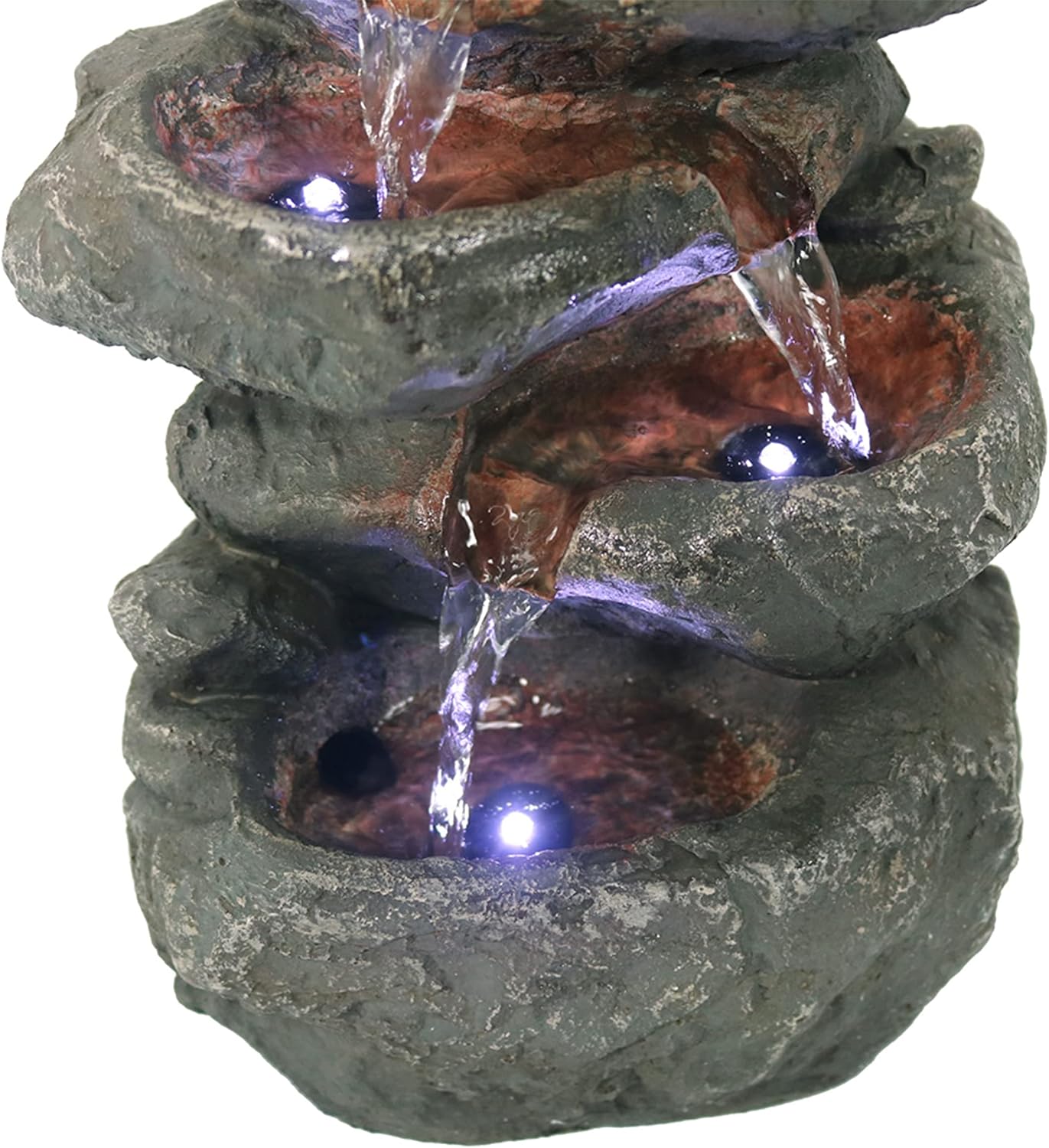 Sunnydaze Stacked Rocks 105 Inch Water Fountain with LED Lights