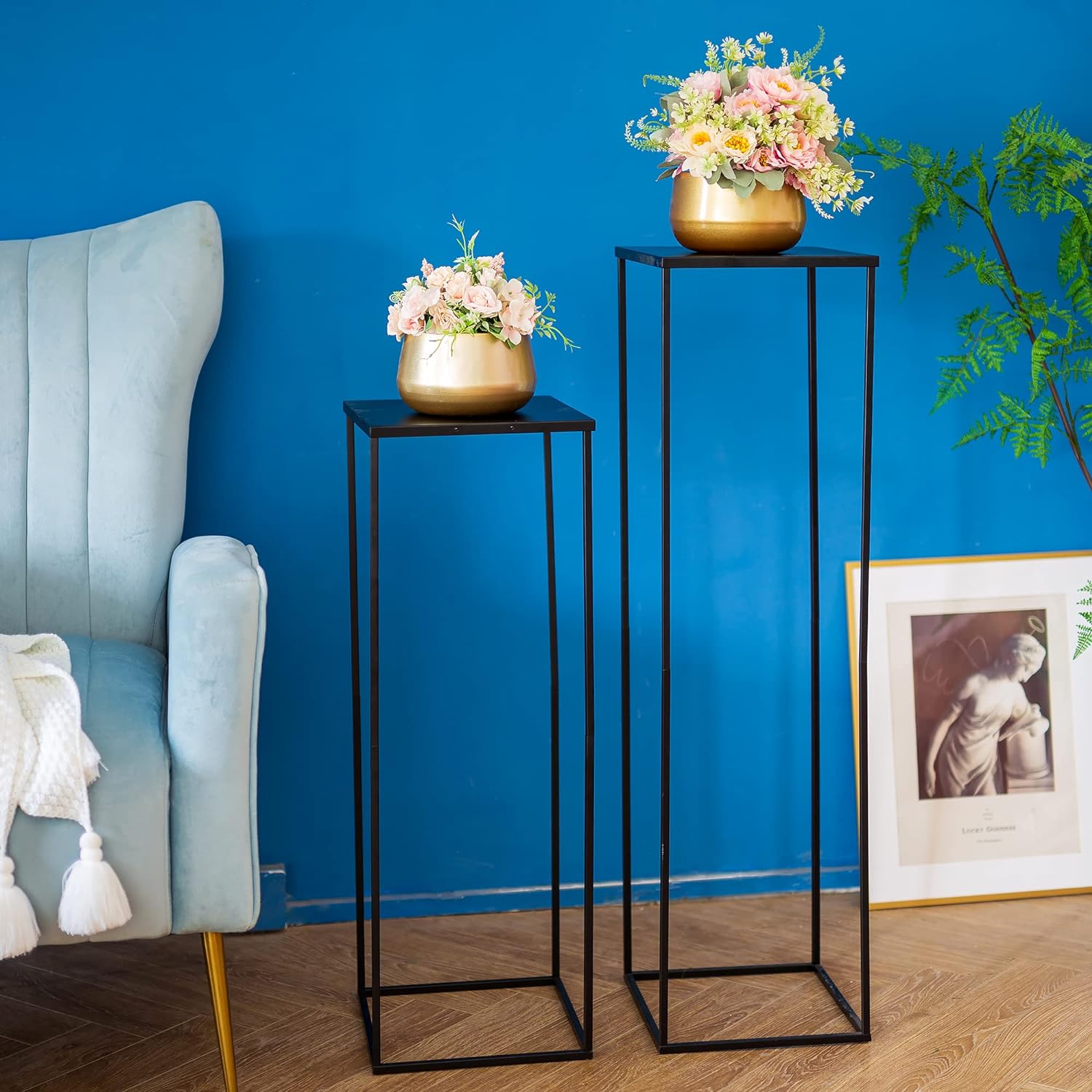 Inweder Black Plant Stand for Wedding Centerpieces 2 PCS