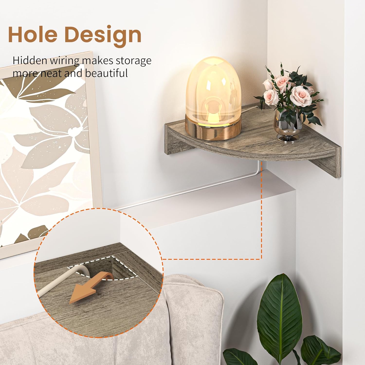 Fun Memories Corner Shelf Wall Mount 3 Pack Grey