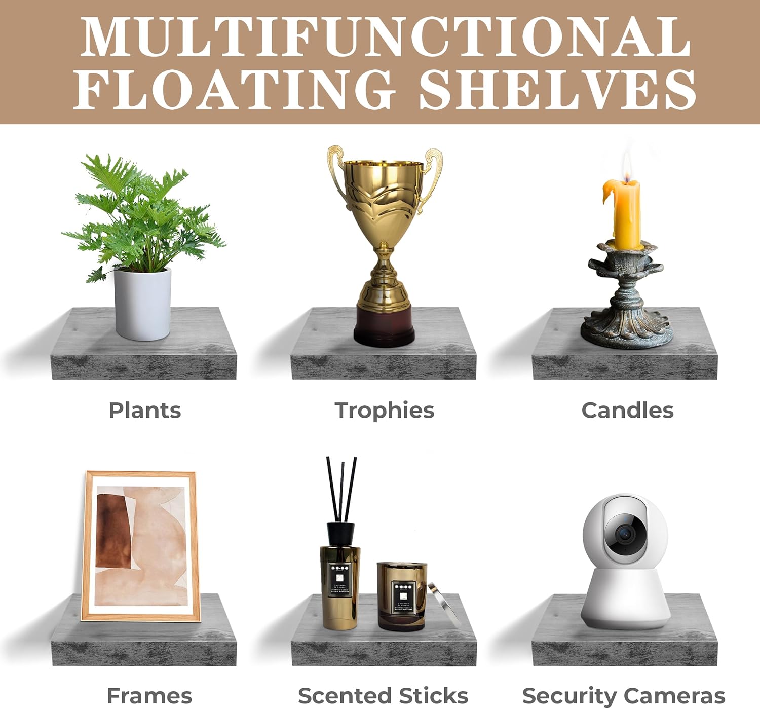 Sorbus 4 Square Floating Shelves for Wall Decor