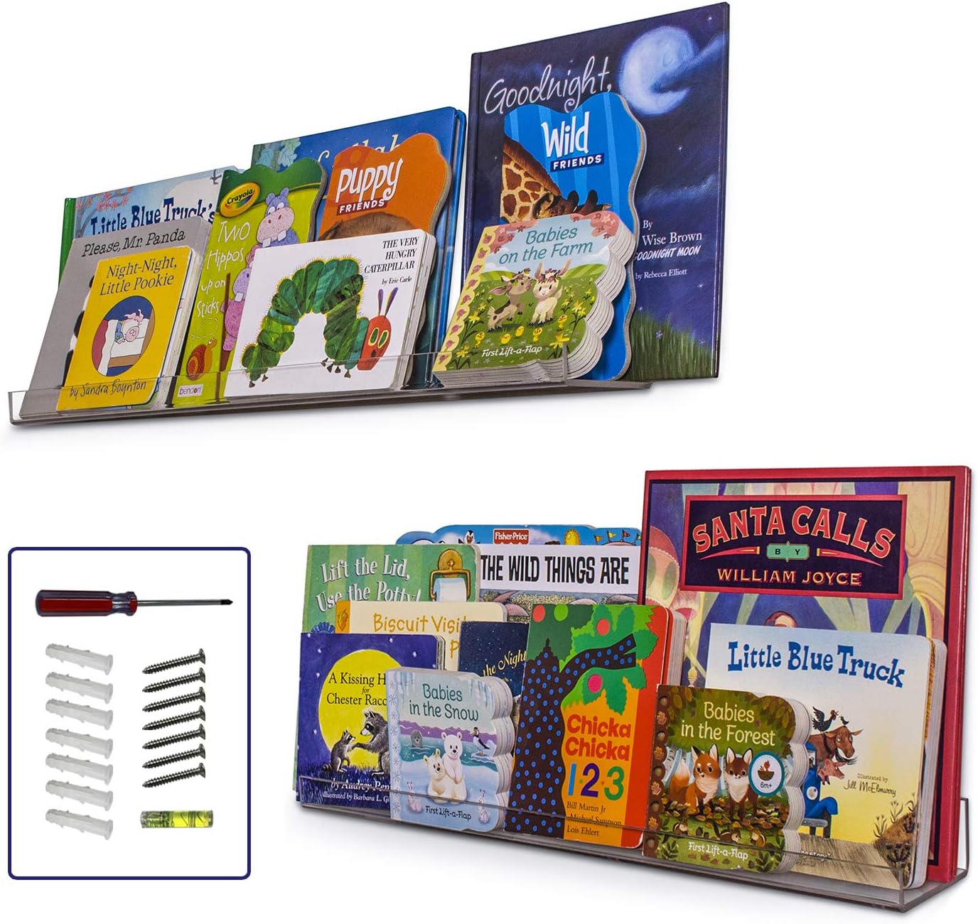 24 Inch Acrylic Shelf 2-Pack - Floating Bookshelf for Kids and Toys