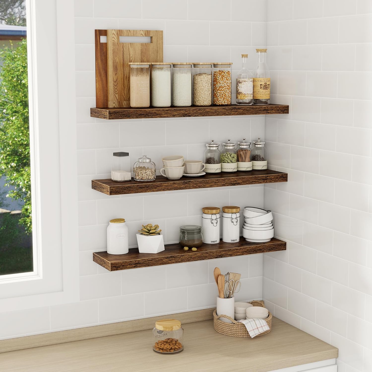 Fun Memories Rustic Floating Shelves Set of 3 30 Inch