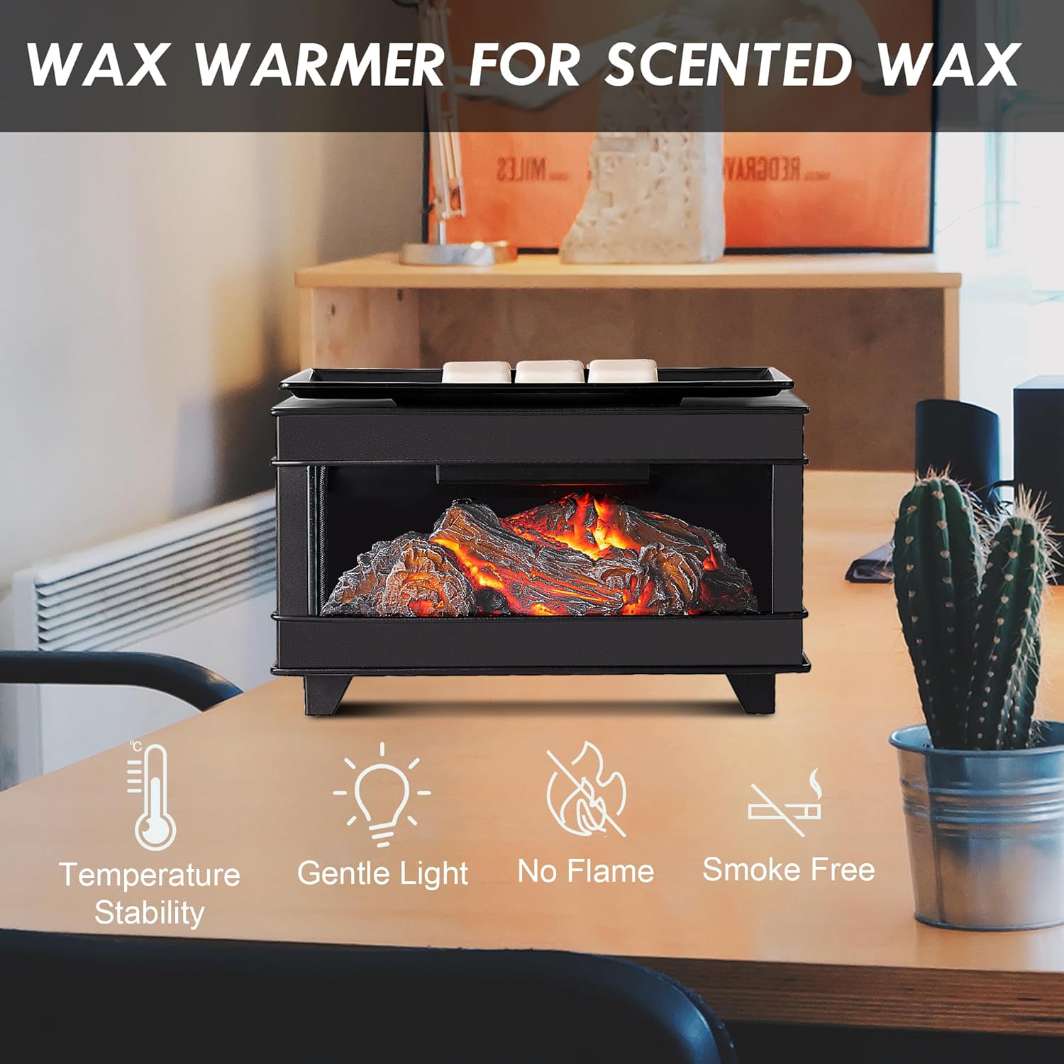 Freestanding Fireplace Wax Warmer with LED Lights