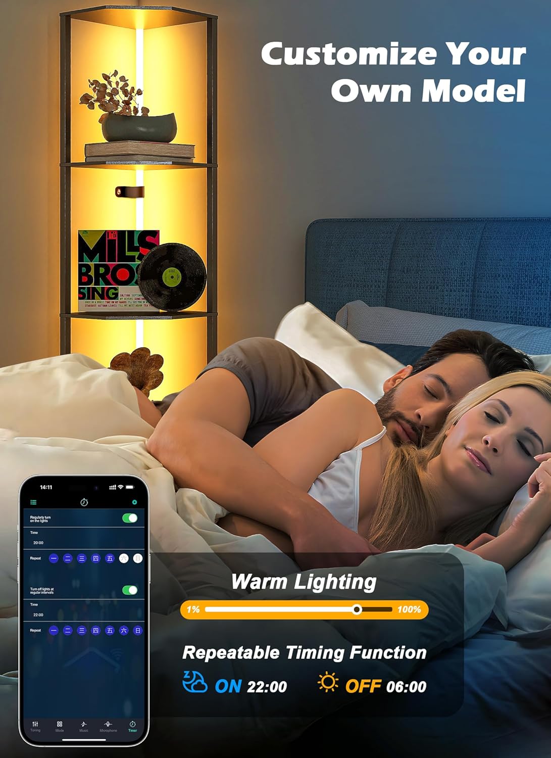 Smart Corner Shelf with RGB Light and App Control