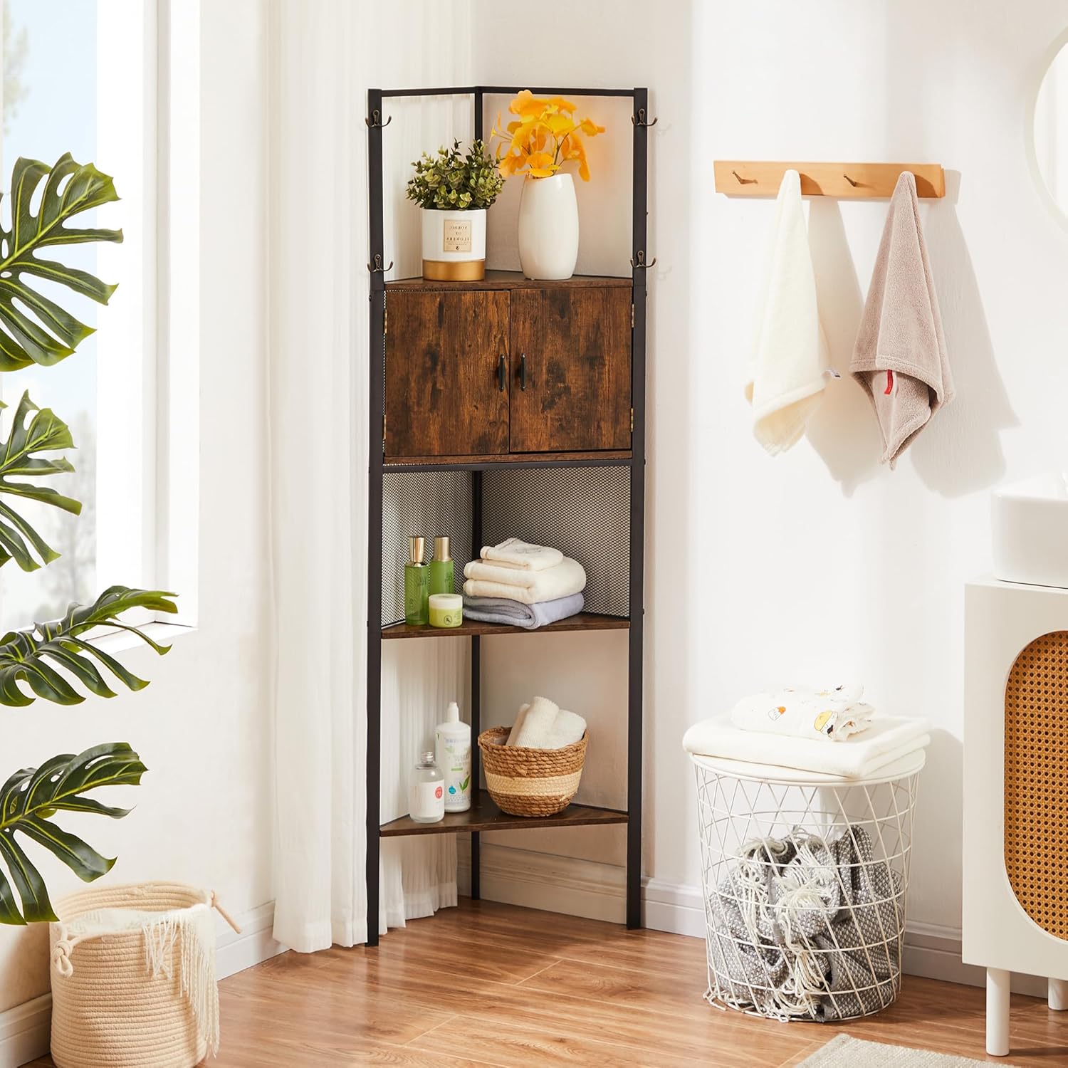 VECELO Corner Cabinet Tall Storage Bookshelf