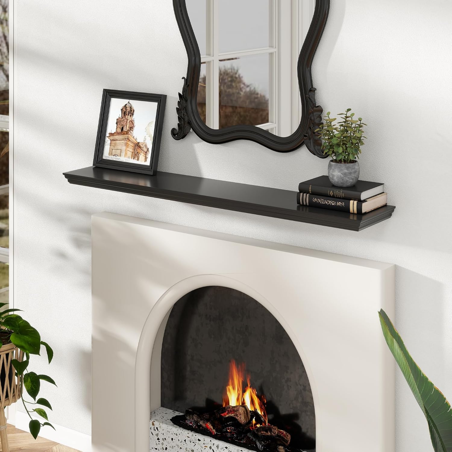 Venusmiles Floating Shelf 48 Inch Black Wall Mount