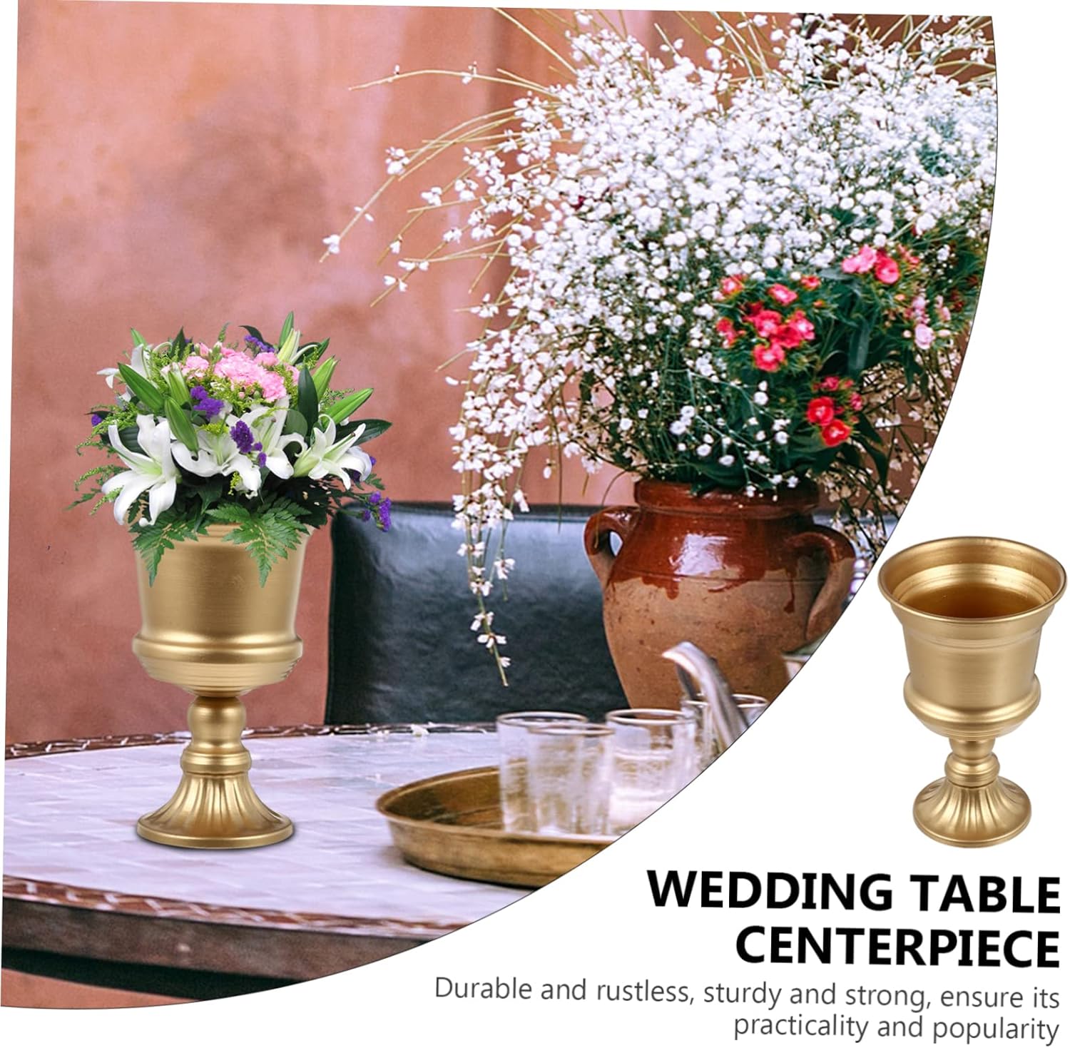 Metal Flower Vase for Tabletop and Home Decor