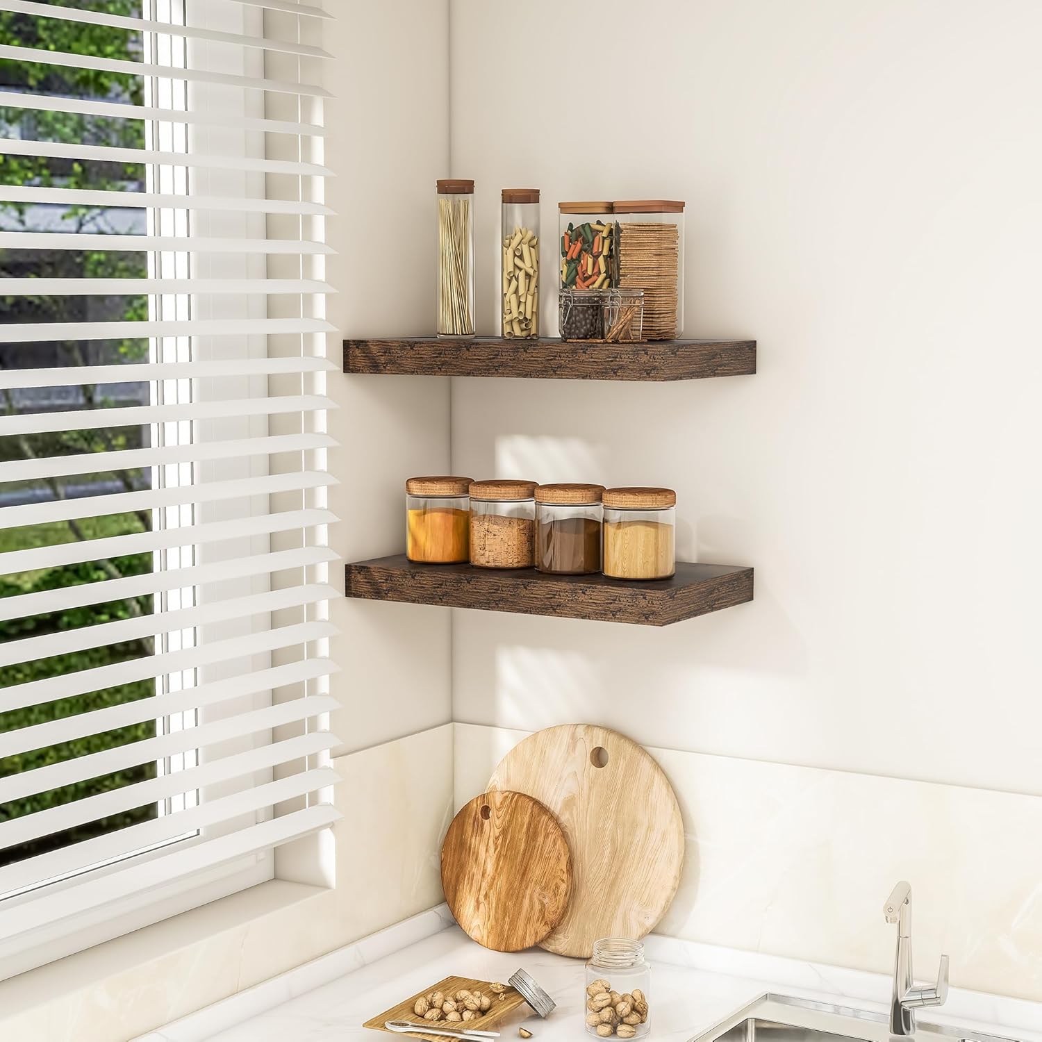 RICHFOCUS 16 Inch Floating Shelves for Wall 2 Pack