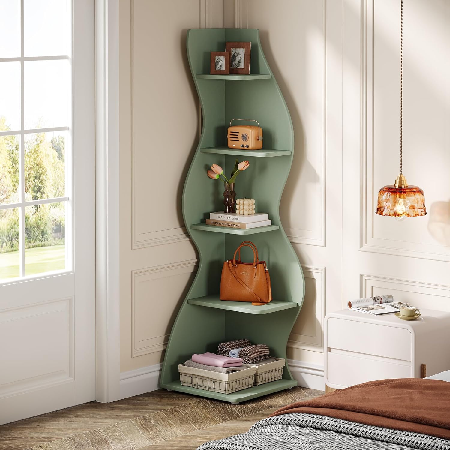 Tribesigns Wavy Corner Shelf Set of 2