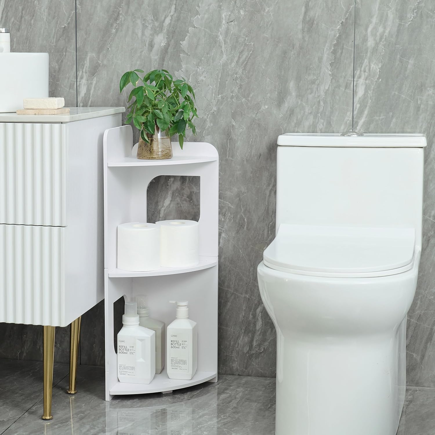 Small Corner Shelf with Waterproof Design and Multipurpose Use White