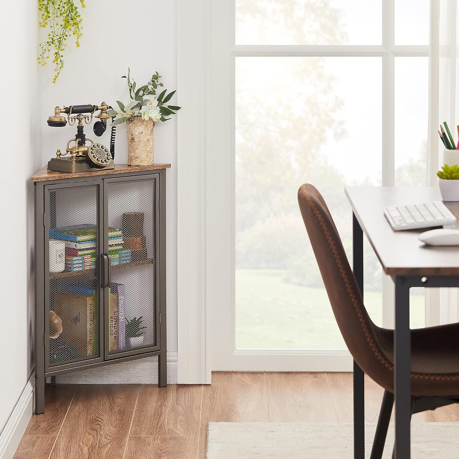 VECELO Corner Shelf with Door 1