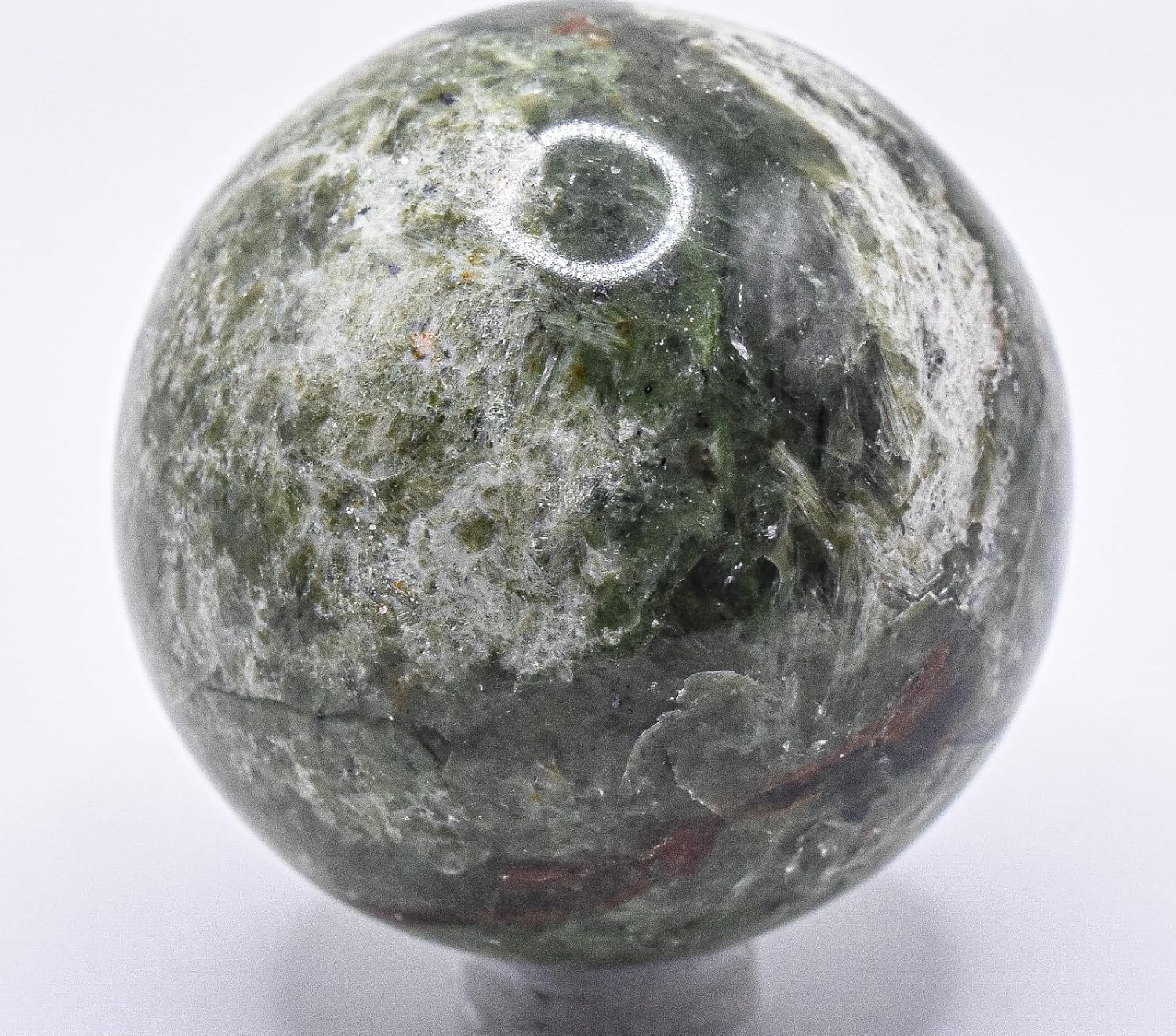 49mm Green Vesuvianite Carved Sphere with Stand from India