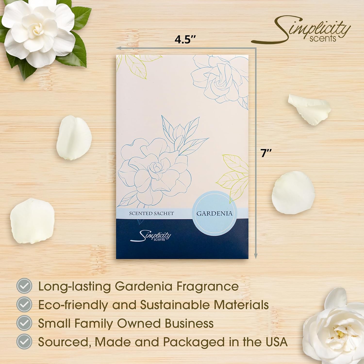 Gardenia Scented Sachets Pack of 6 - Home Fragrance