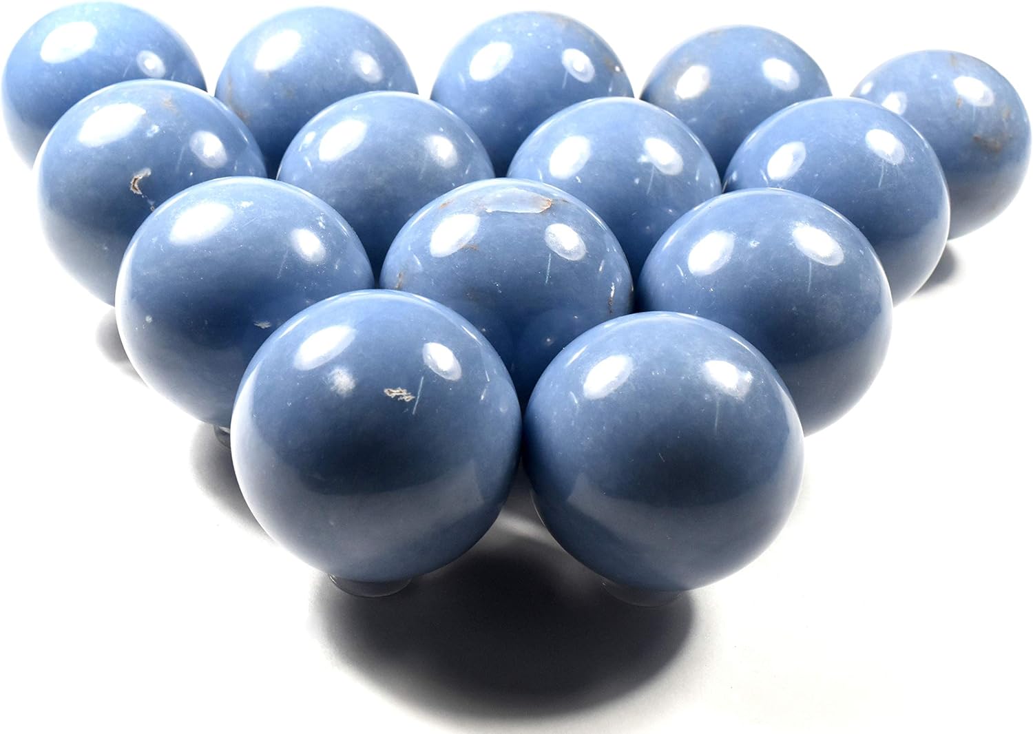 Blue Angelite Sphere Natural Crystal Decor Stone Ball with Stand