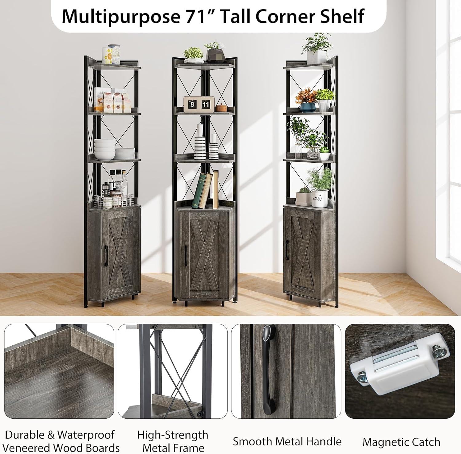 Tangkula Tall Corner Storage Cabinet with Door