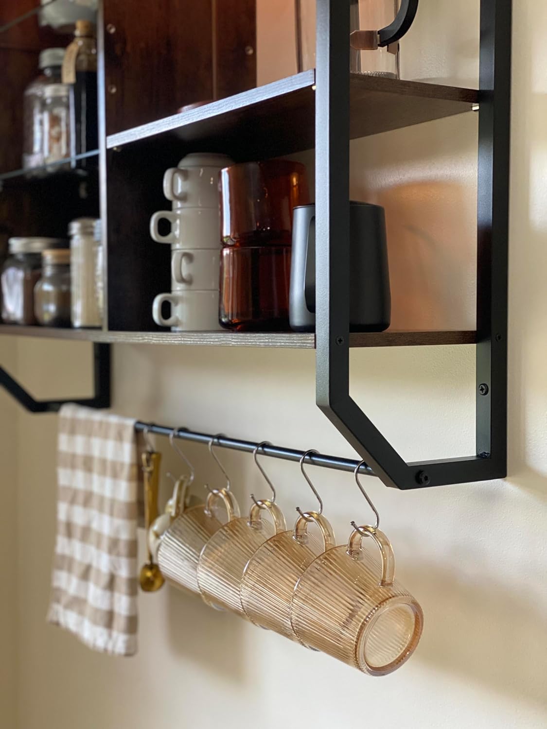 Bestier LED Floating Shelves 34 Inch Industrial Style