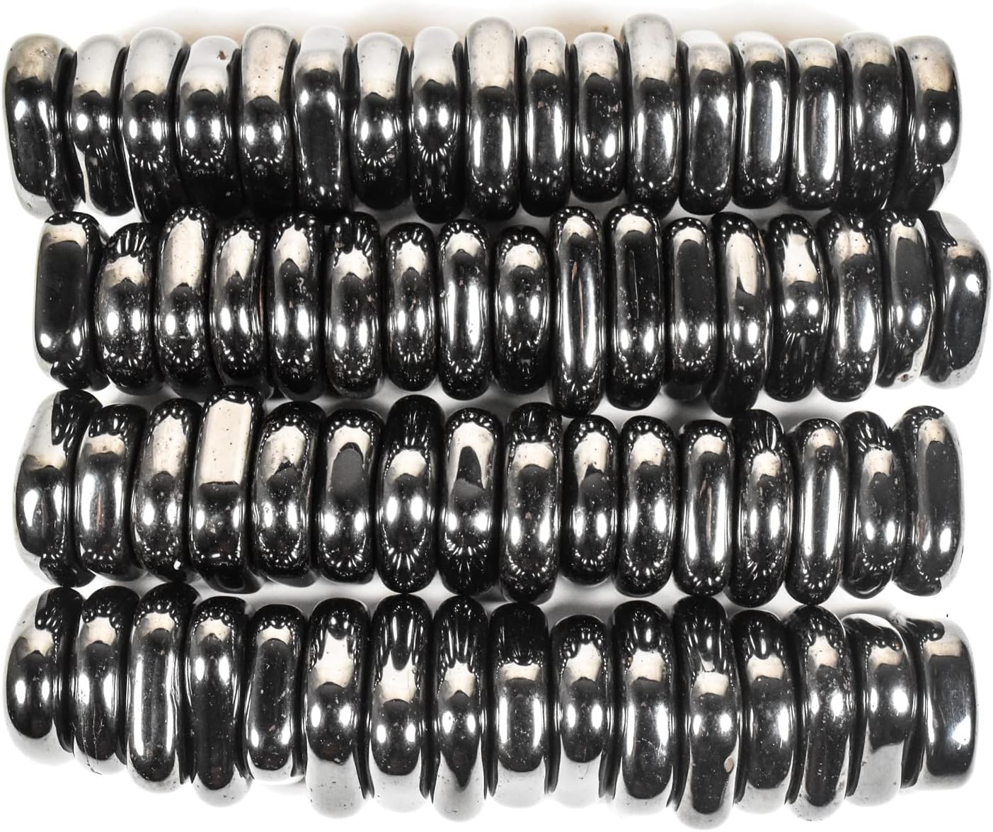 42mm Hematite Tumbled Stones 5pcs Decorative Flat Discs