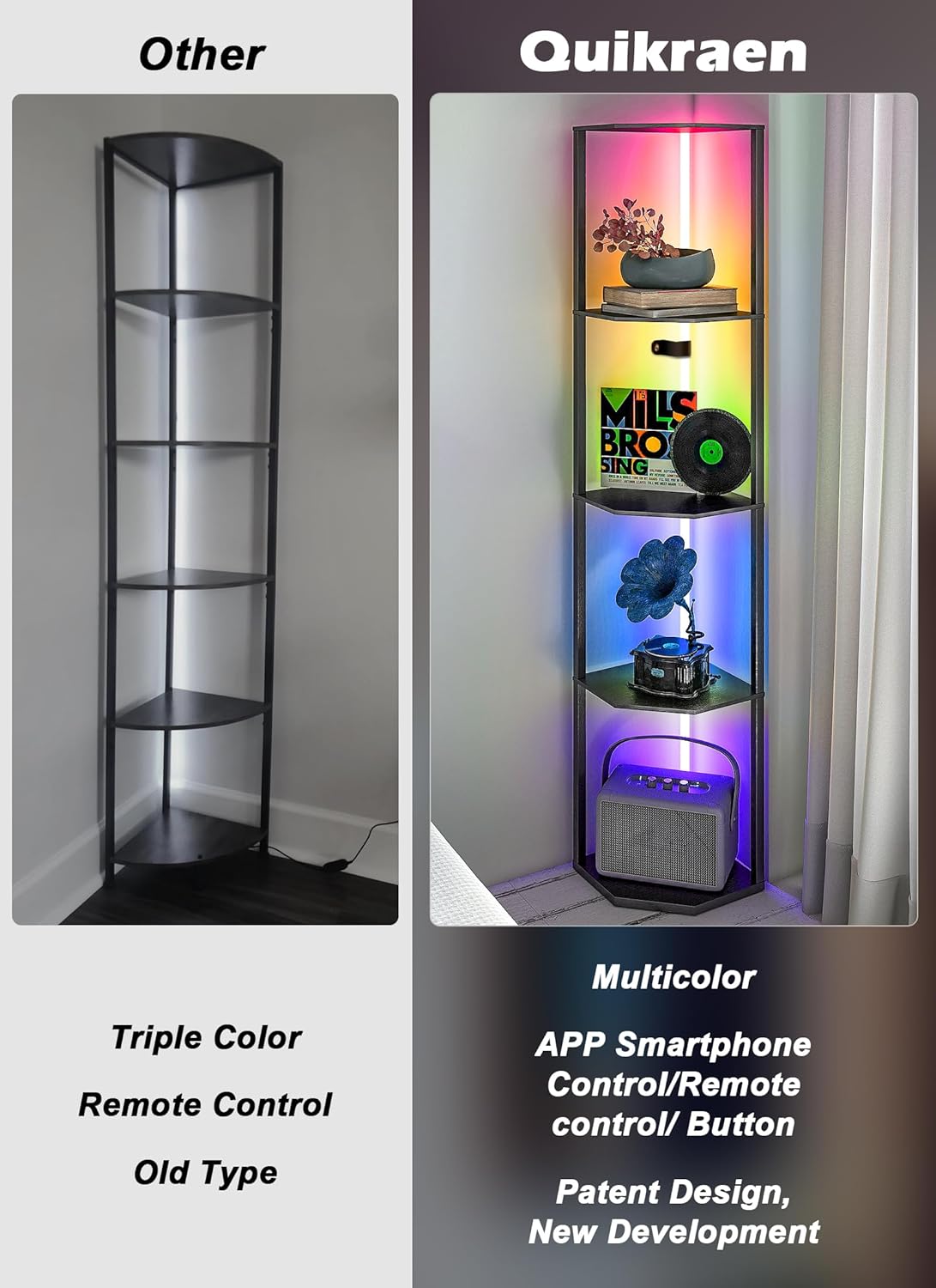 Smart Corner Shelf with RGB Light and App Control