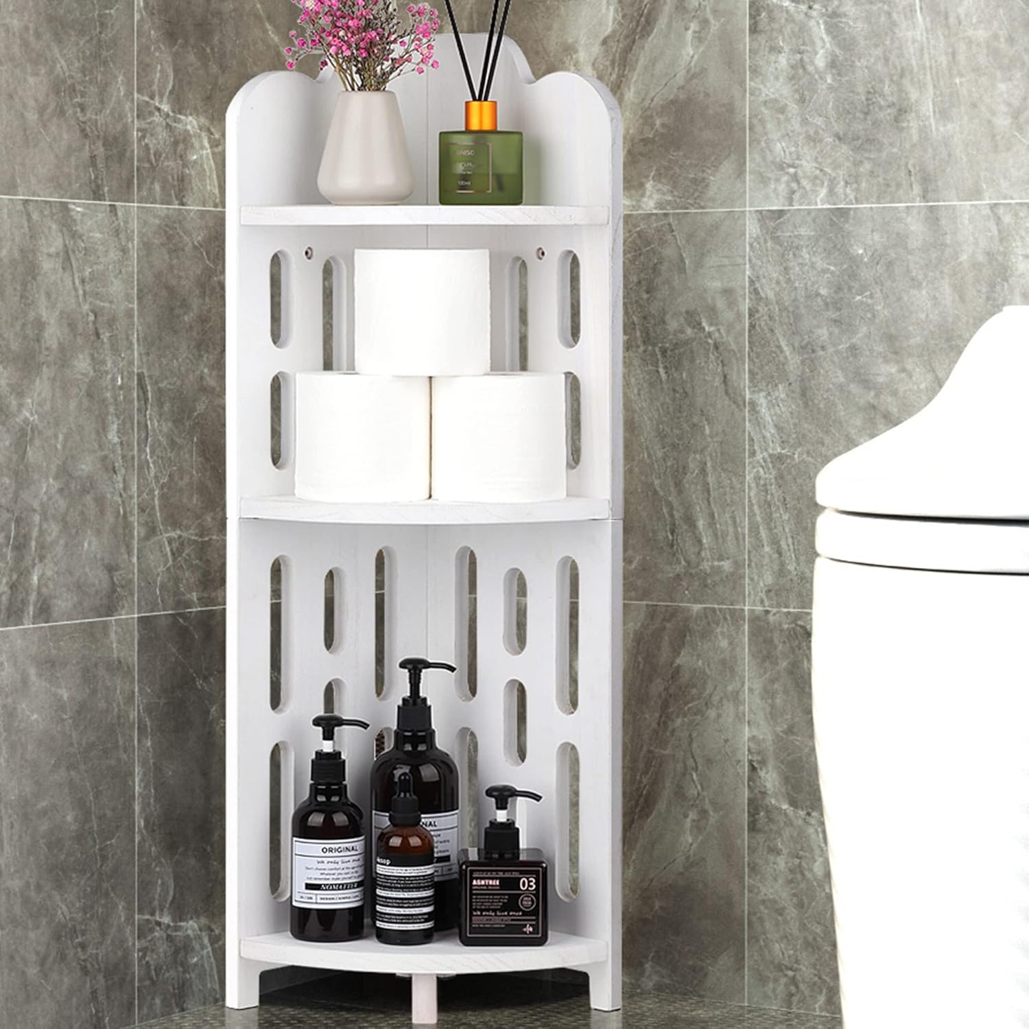 Meangood 3 Tier Bathroom Corner Shelf Stand