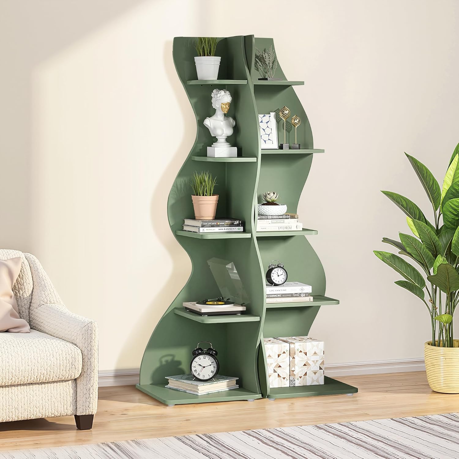 Modern Corner Shelf Storage Stand with 5 Tiers