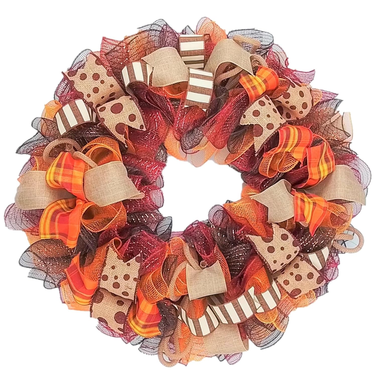 Burgundy Fall Wreath with Maroon and Orange Accents
