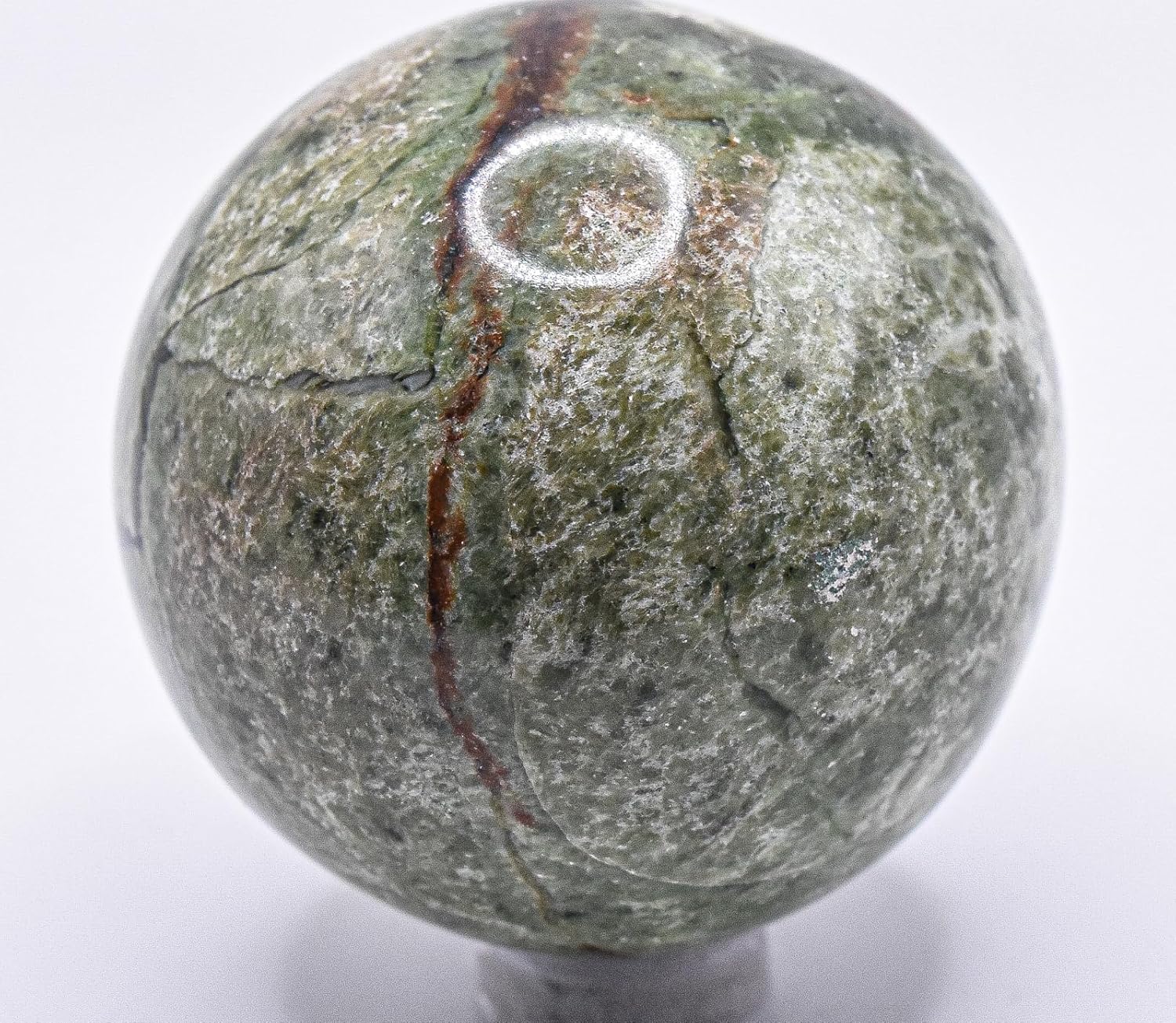 49mm Green Vesuvianite Carved Sphere with Stand from India