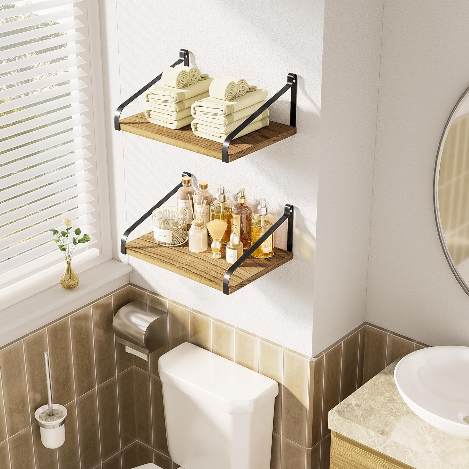 Love-KANKEI Floating Shelves Set of 2 Carbonized Black